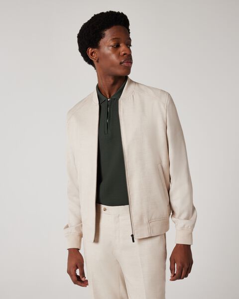 Tailored Bomber Jacket, Natural, hi-res