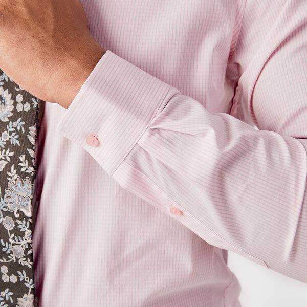 Mens White/Pink Long Sleeve Shirt 