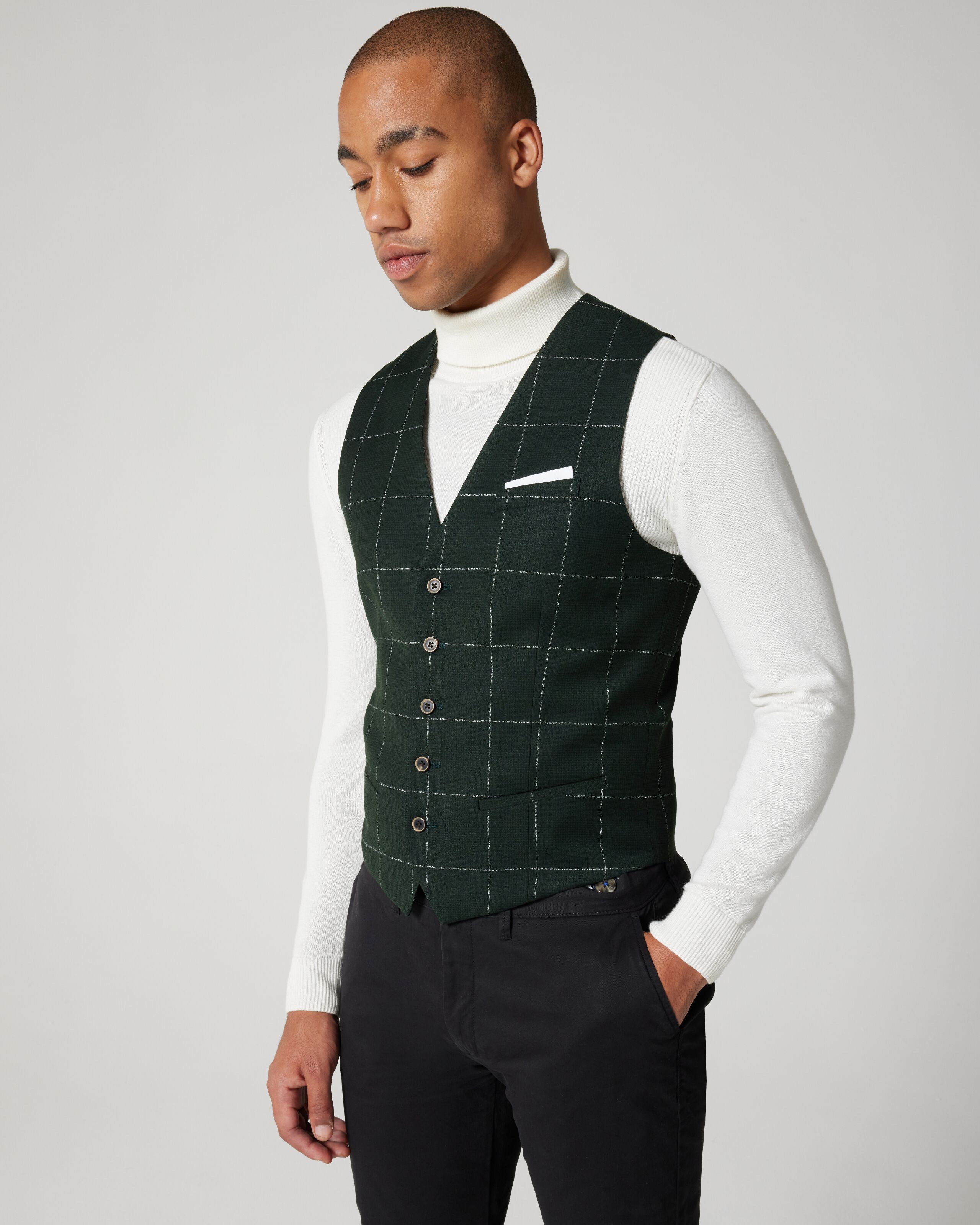 【i_am】tartan check tailored vest