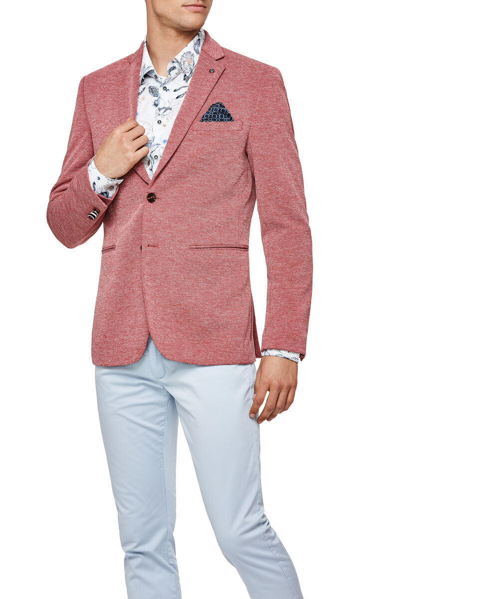 Slim Stretch Knitted Tailored Blazer, Red, hi-res