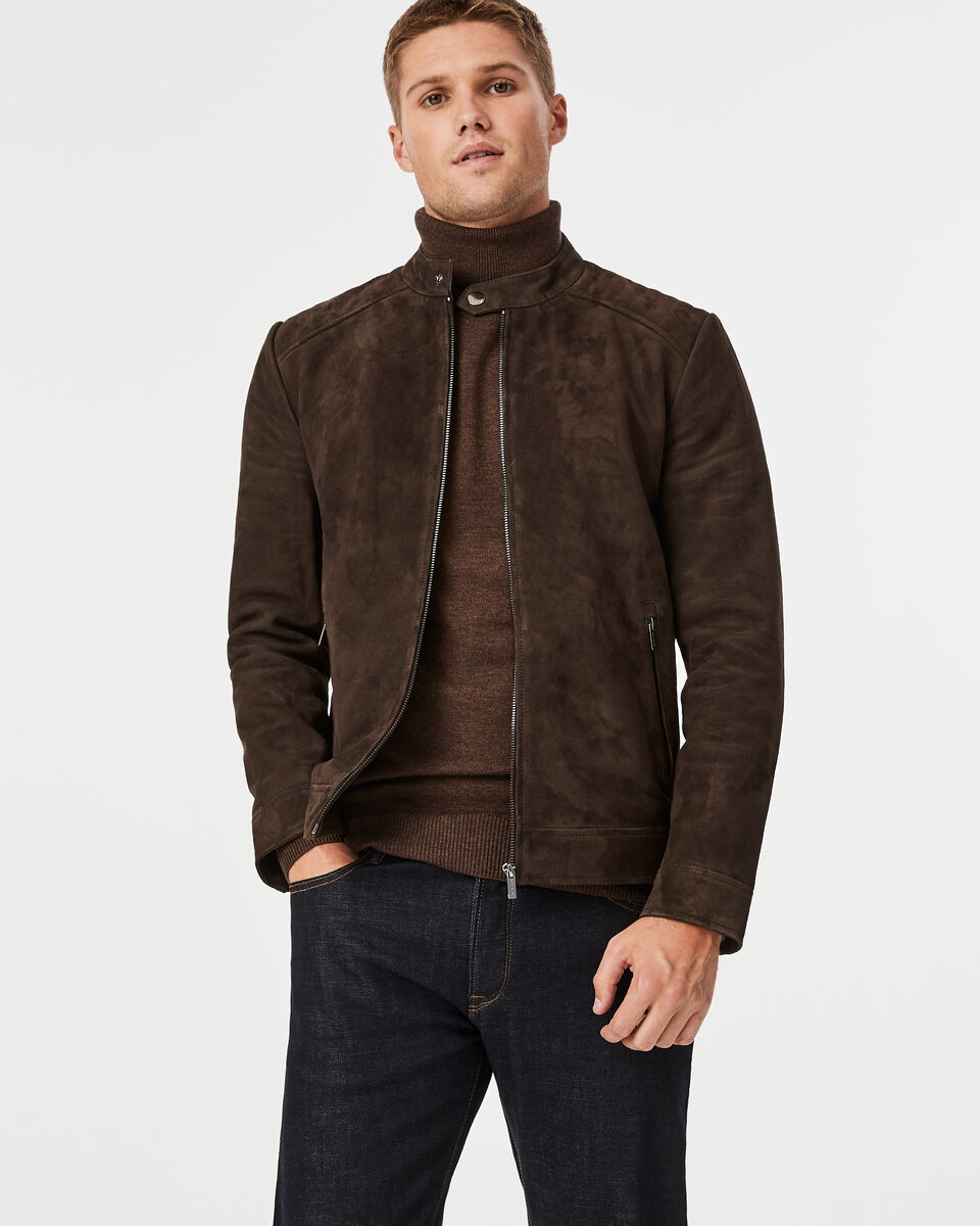 Torquay - Brown - Leather Suede Biker Jacket | Leather Jackets | Politix