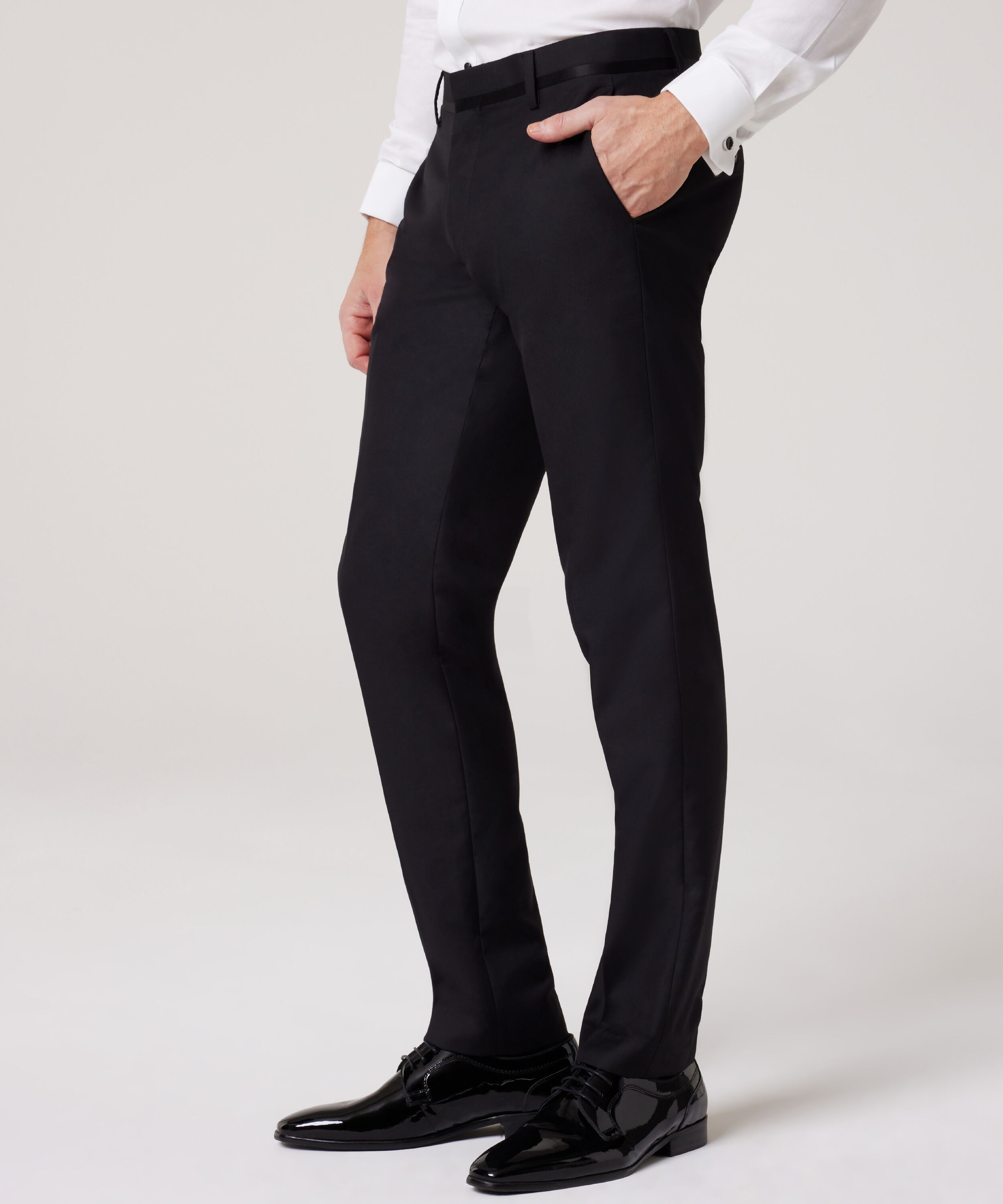 Slim Fit Tuxedo Pant - Black Chintz, Suit Pants