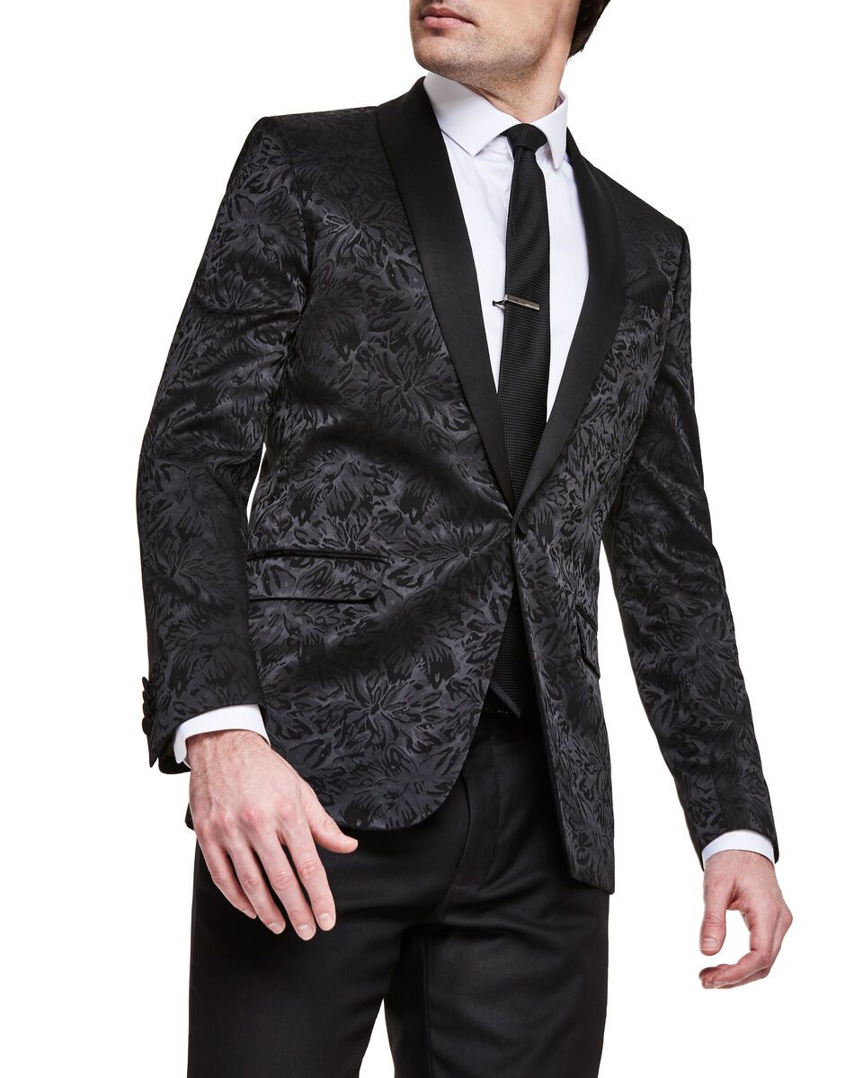 Mattone Tuxedo Jacket, Black Floral, hi-res