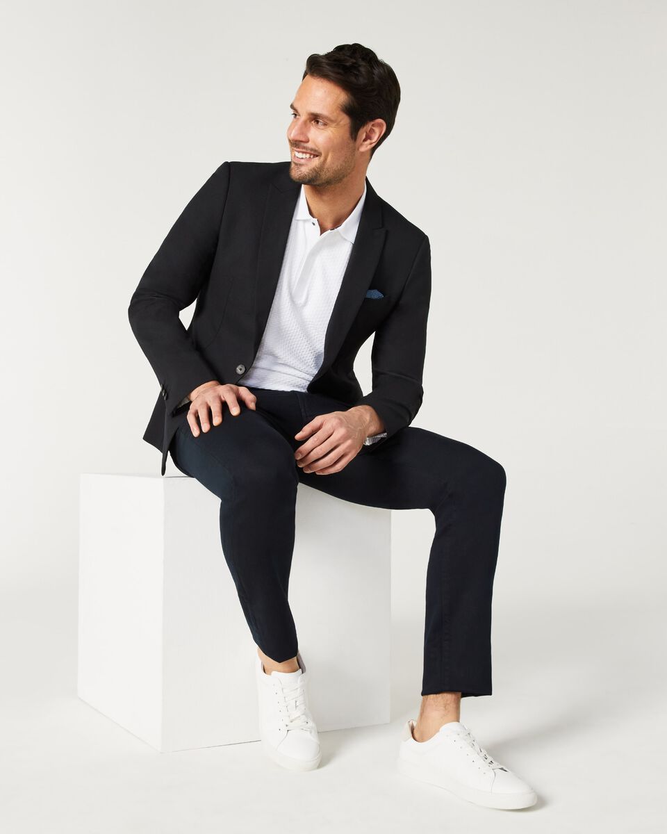 Slim Stretch Textured Tailored Blazer - Black | Blazers | Politix
