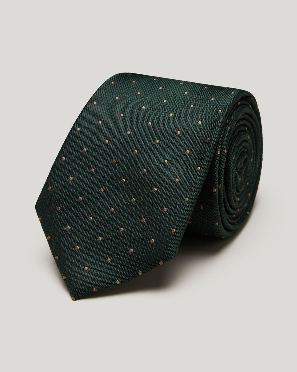 Martin Spot Silk Tie, Dark Khaki, hi-res