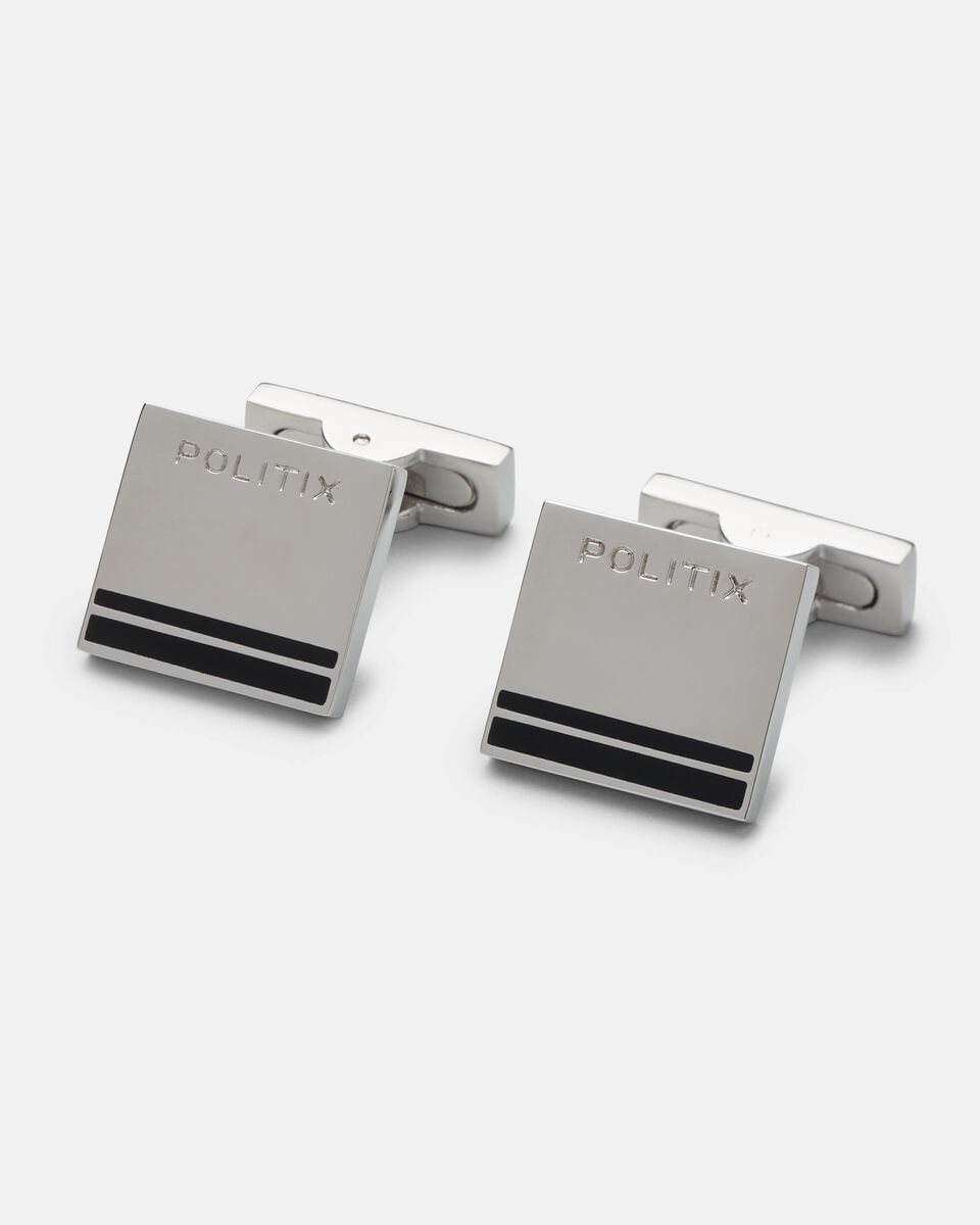 Mens Silver/Black Cufflinks