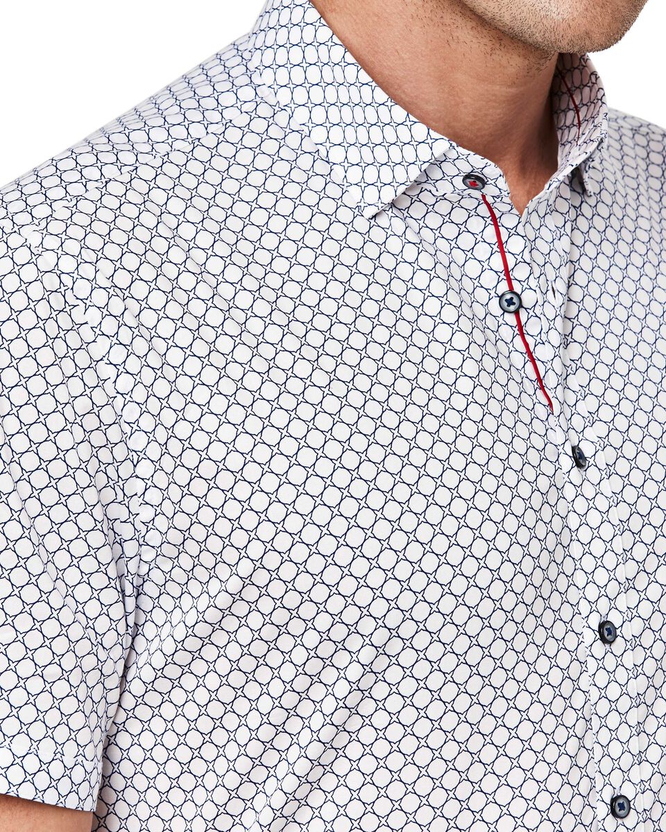 Forni Short Sleeve Shirt, White/Blue, hi-res