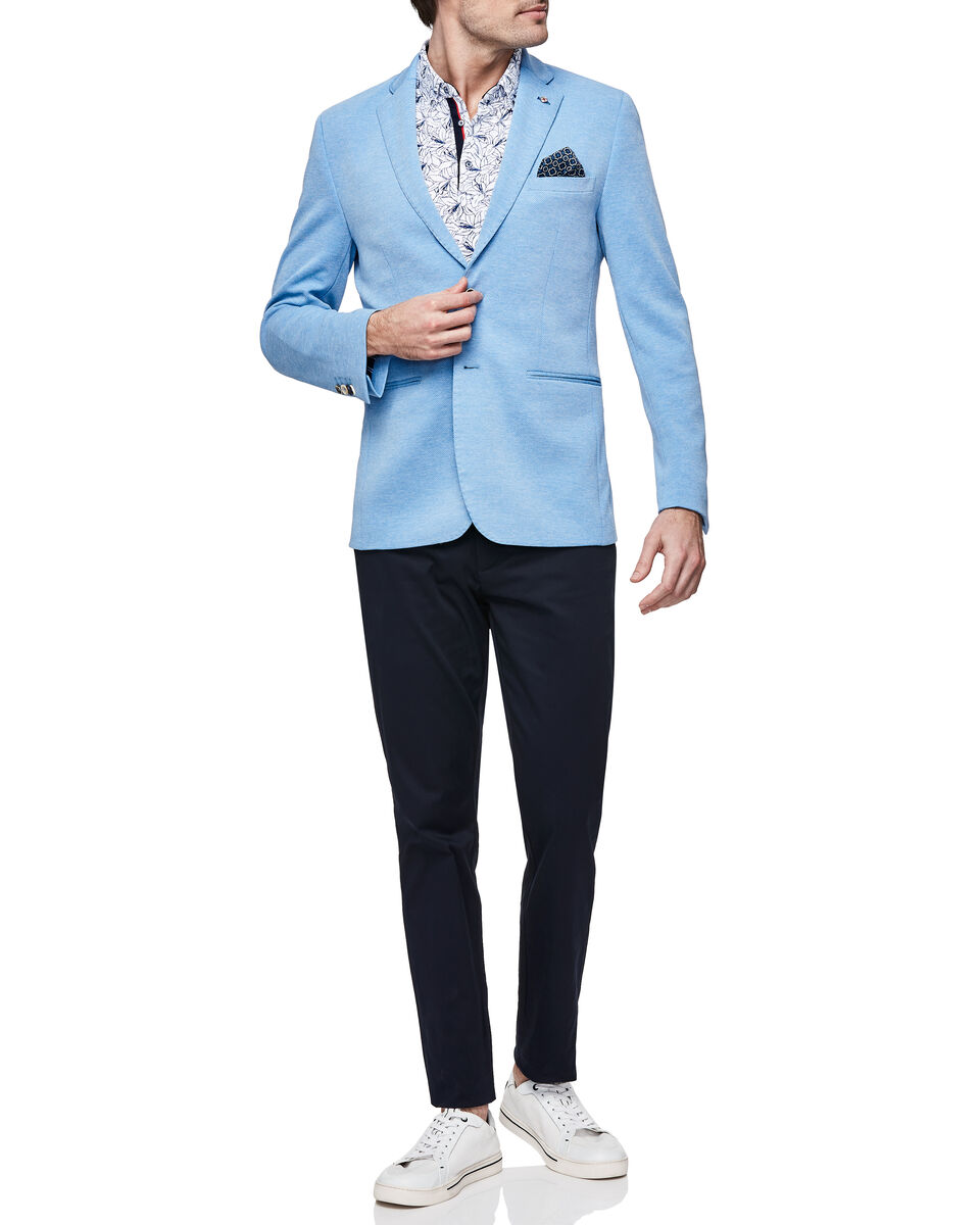 Slim Stretch Knitted Tailored Blazer, Light Blue, hi-res
