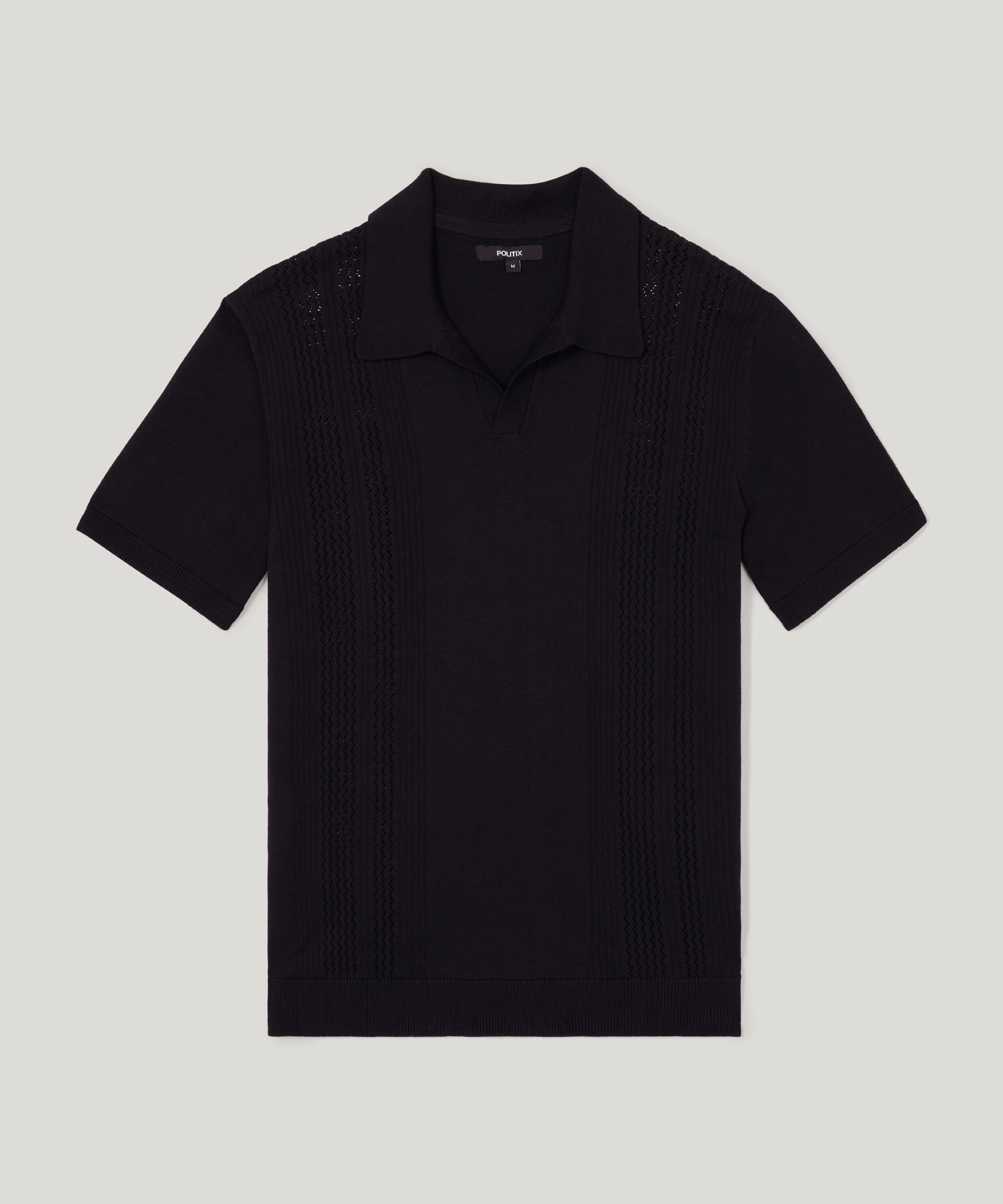 Trophy Neck Polo Shirt - Black, Polo Shirts
