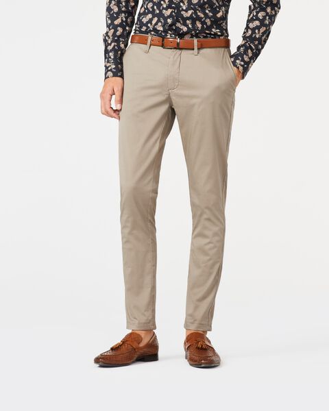 Mens Light Brown Cotton Ultra Slim Chino