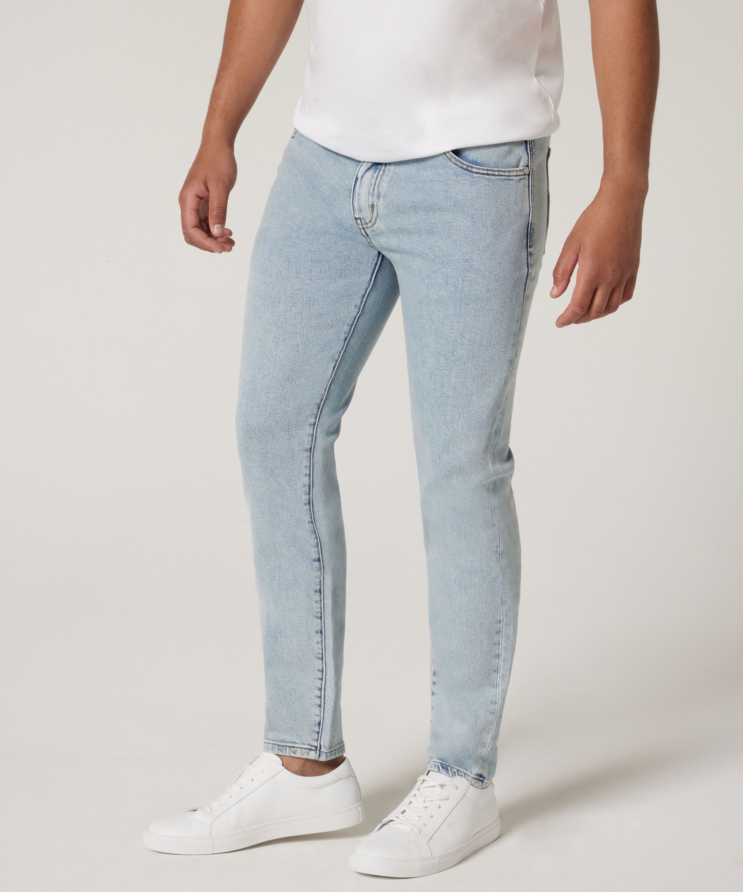 Slim Stretch 5 Pocket Denim Jeans - Light Wash, Weekend Casual