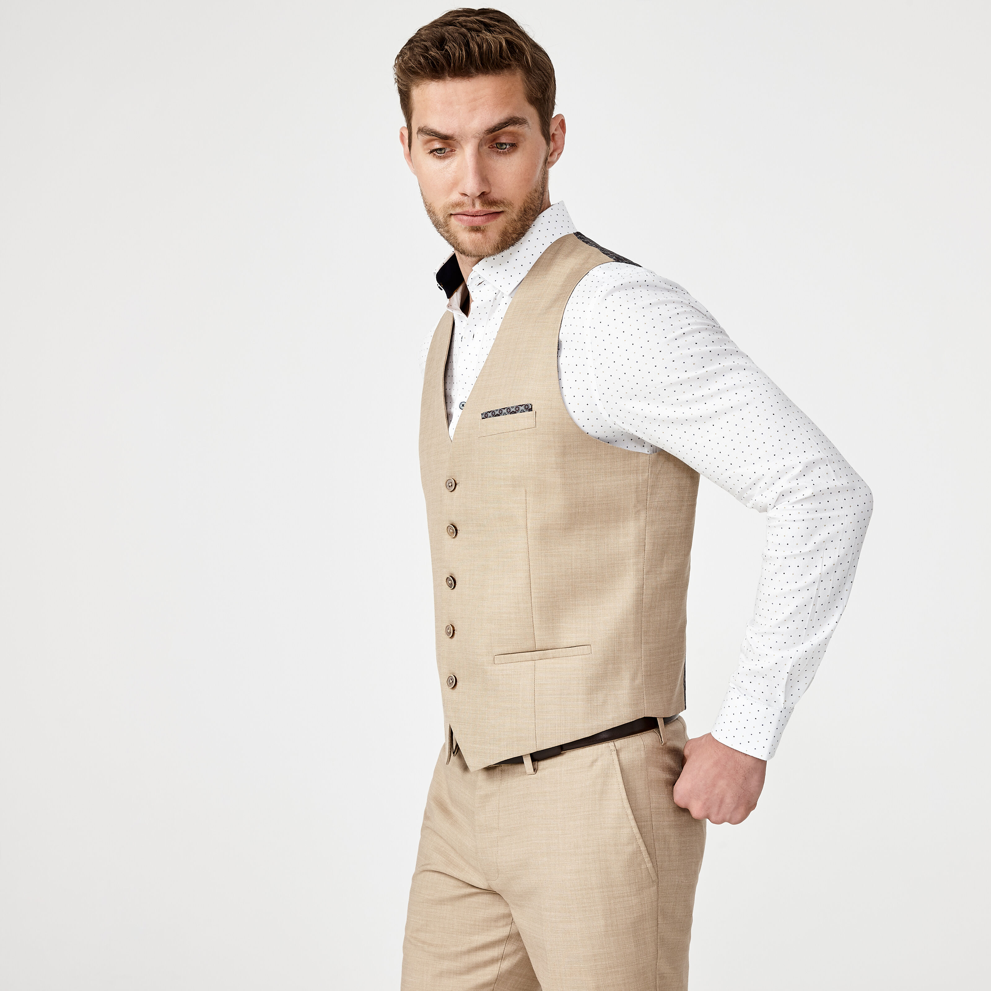 Mens tan vest best sale and pants