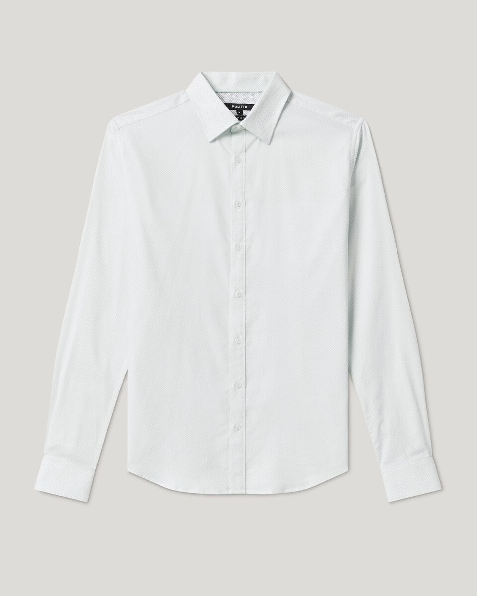Mens White/Mint Long Sleeve Shirt