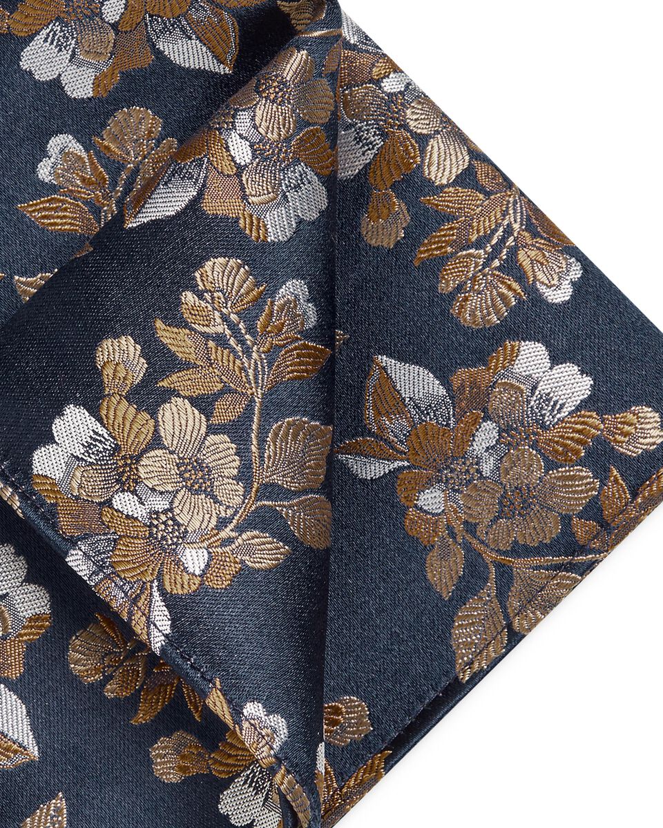 Tarsia Silk Pocket Square, Tan, hi-res