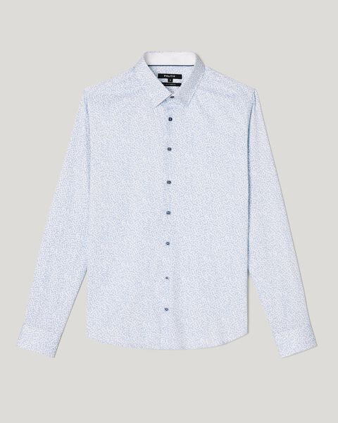 Long Sleeve Floral Print Dress Shirt, White/Blue, hi-res