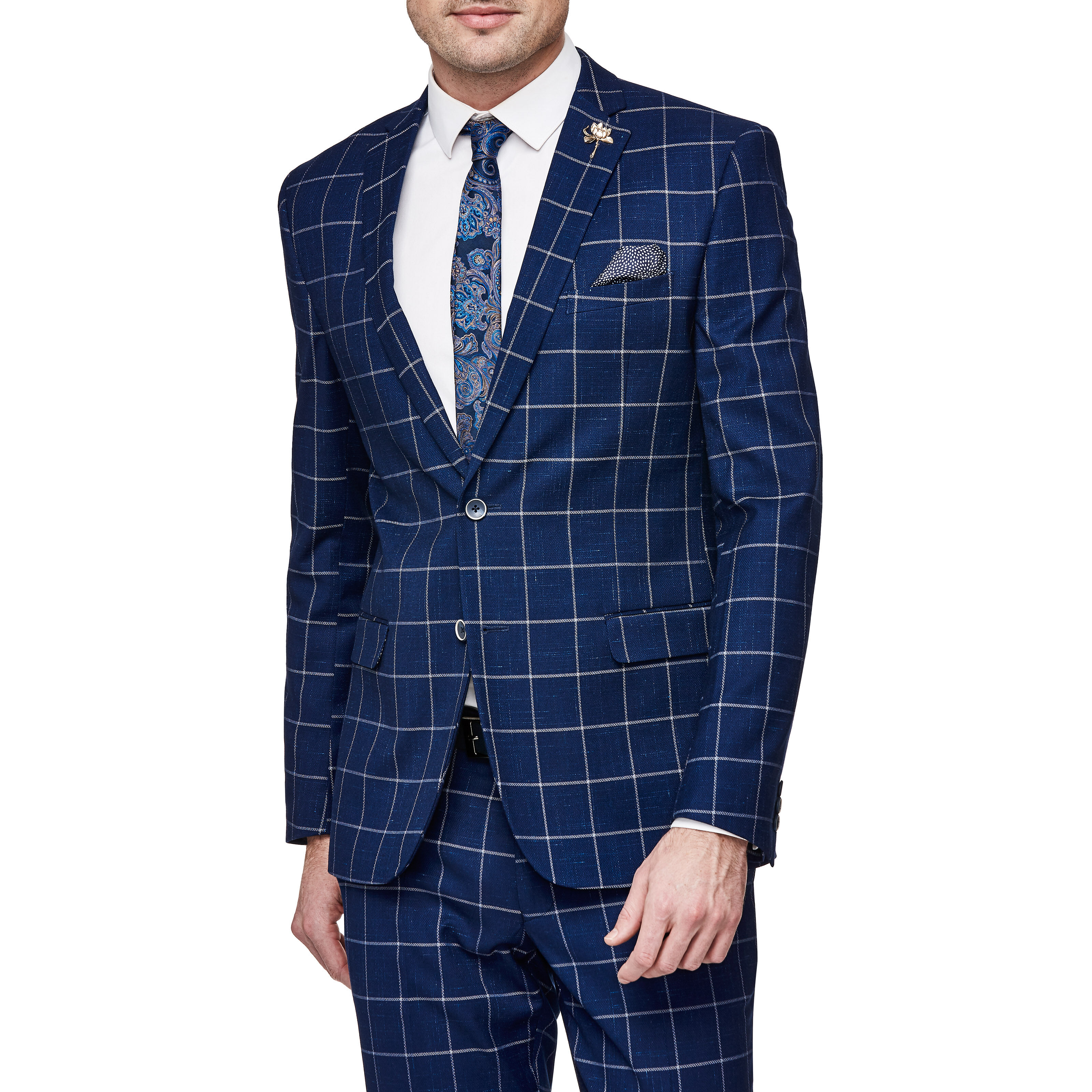 blue check suit jacket
