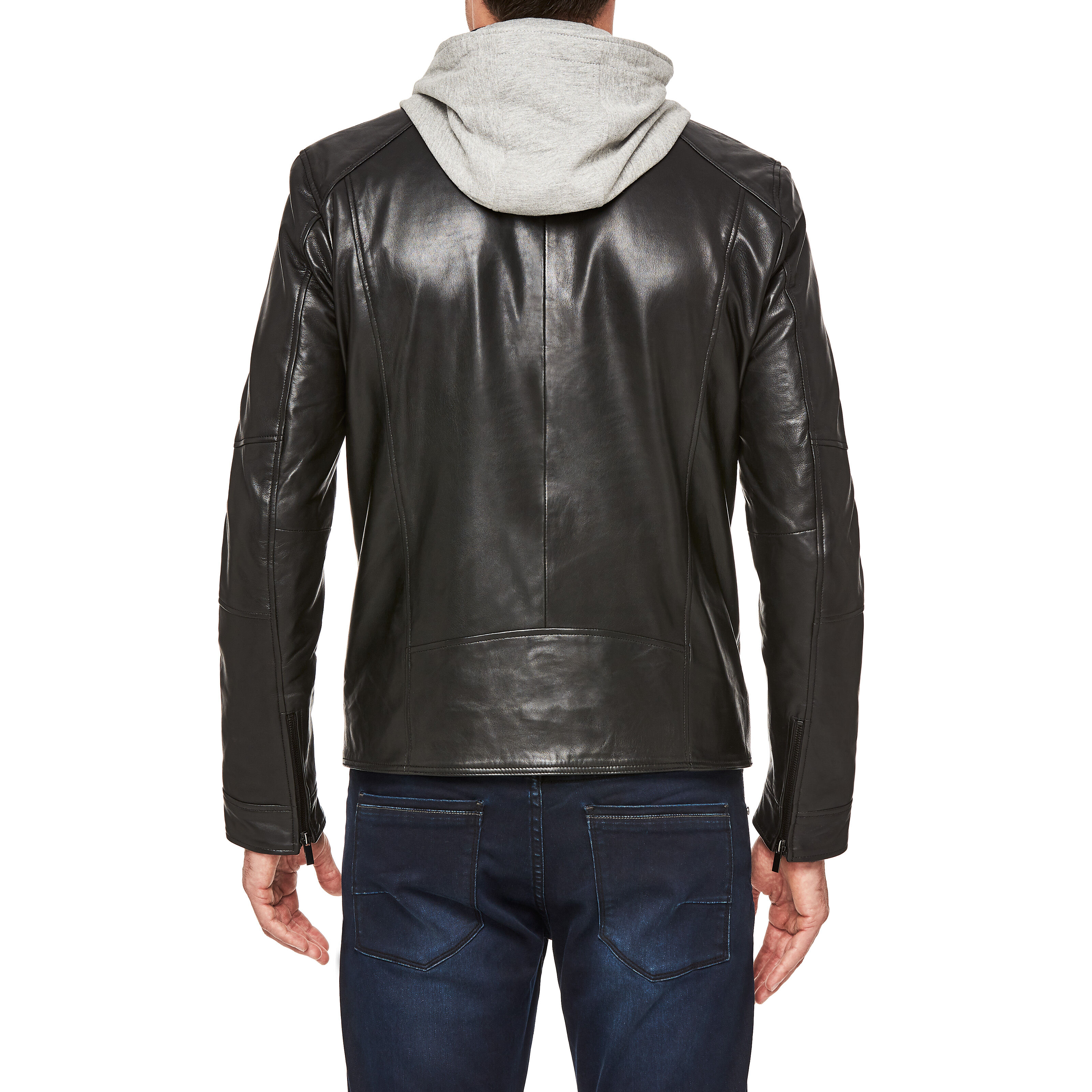 Agnese hooded online leather jacket