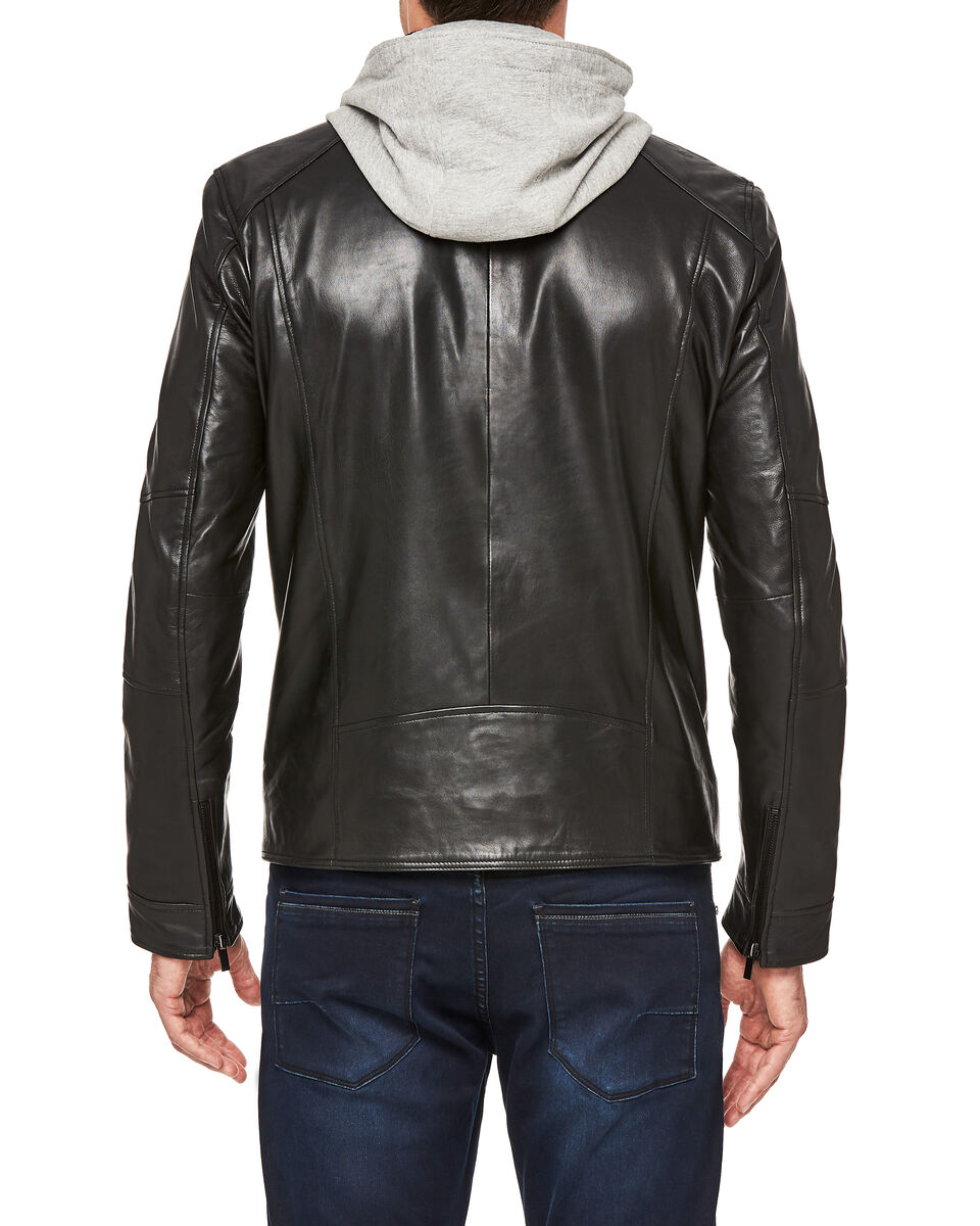 Clarges Leather Jacket, Black, hi-res
