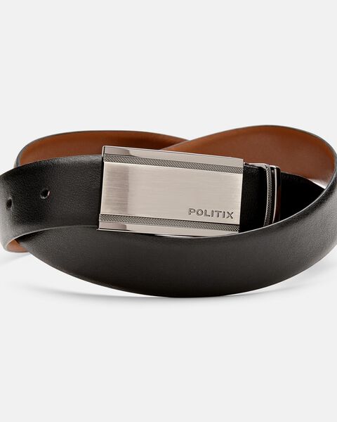 Patent Leather Dress Belt with Sheild Buckle - Black/Black