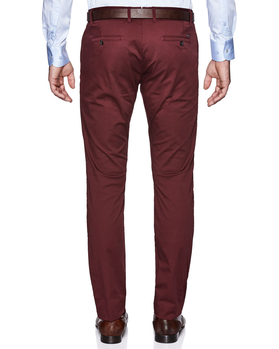 Slim Stretch Cotton Chino, Wine, hi-res