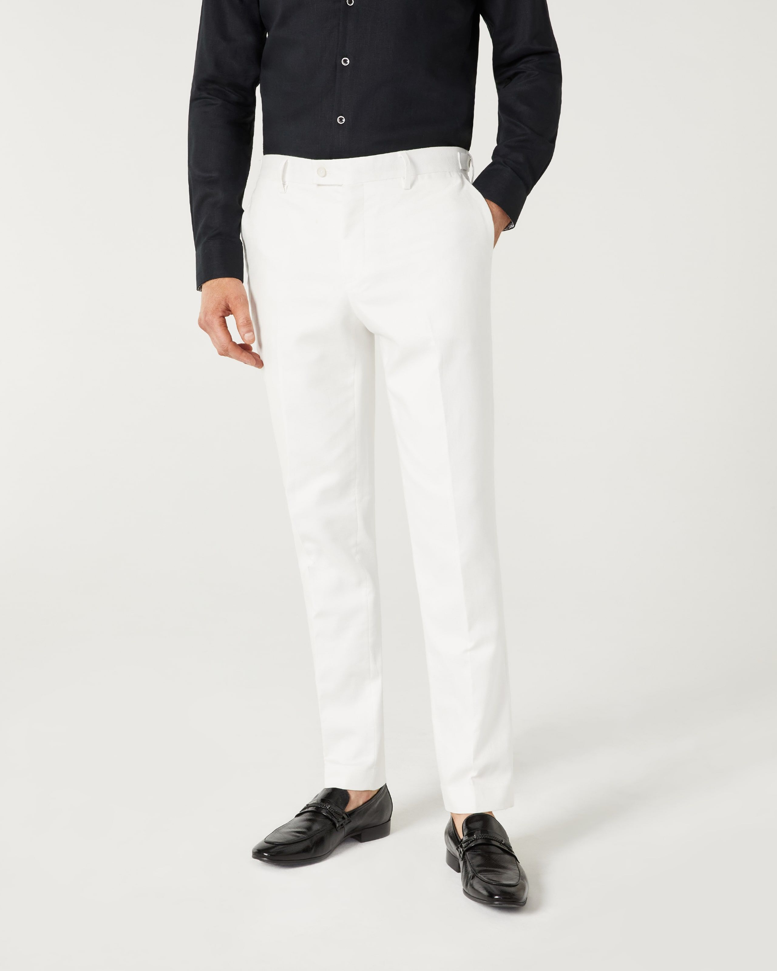 Heavyweight Ivory Herringbone Linen Trousers (TR922) – Darcy Clothing