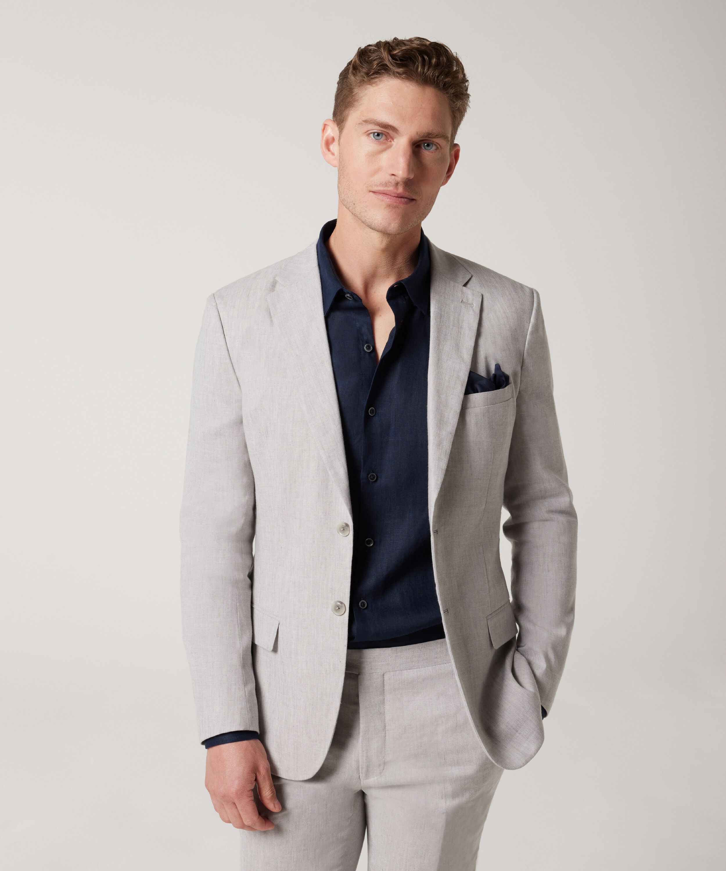 Slim Stretch Tailored Suit Jacket - Light Grey, Suit Jackets