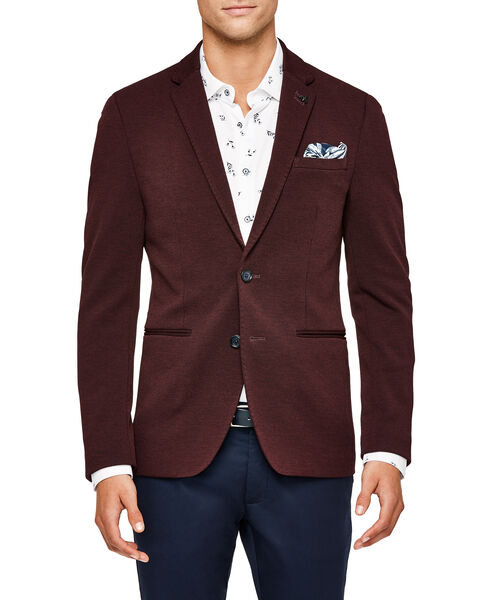Slim Stretch Knitted Tailored Blazer, Burgundy, hi-res