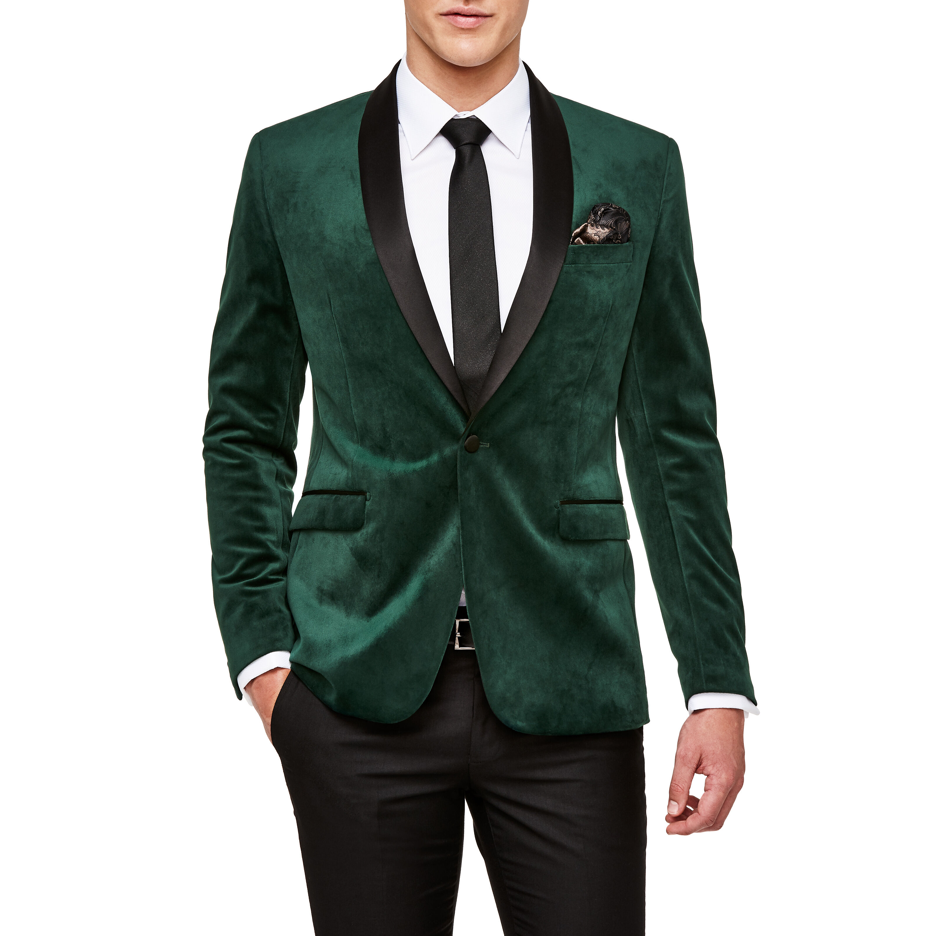 Men's Slim Fit Velour Velvet Suede Dinner Jacket One Button Sports Coat Blazer