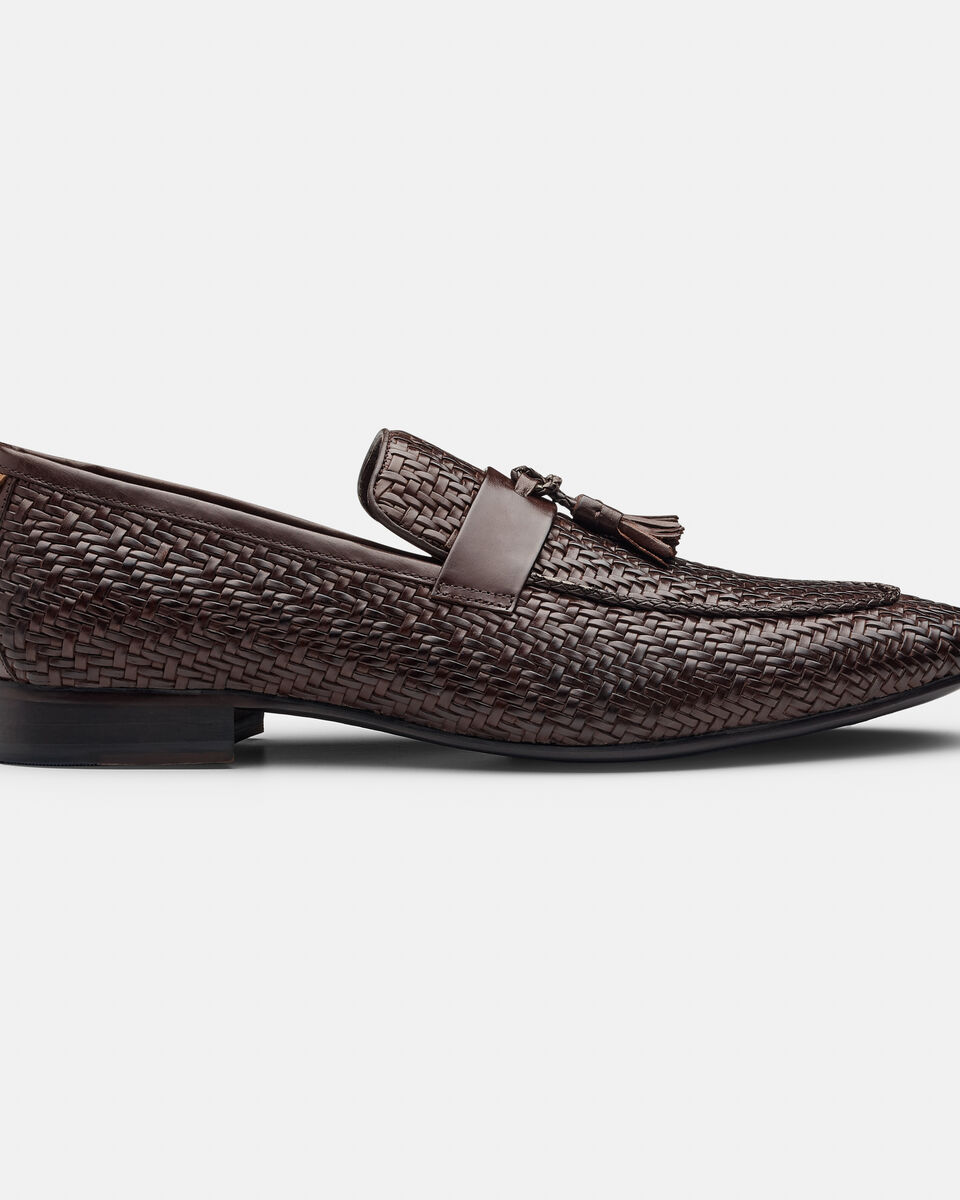 Leather Hand Woven Dress Loafer, Brown, hi-res
