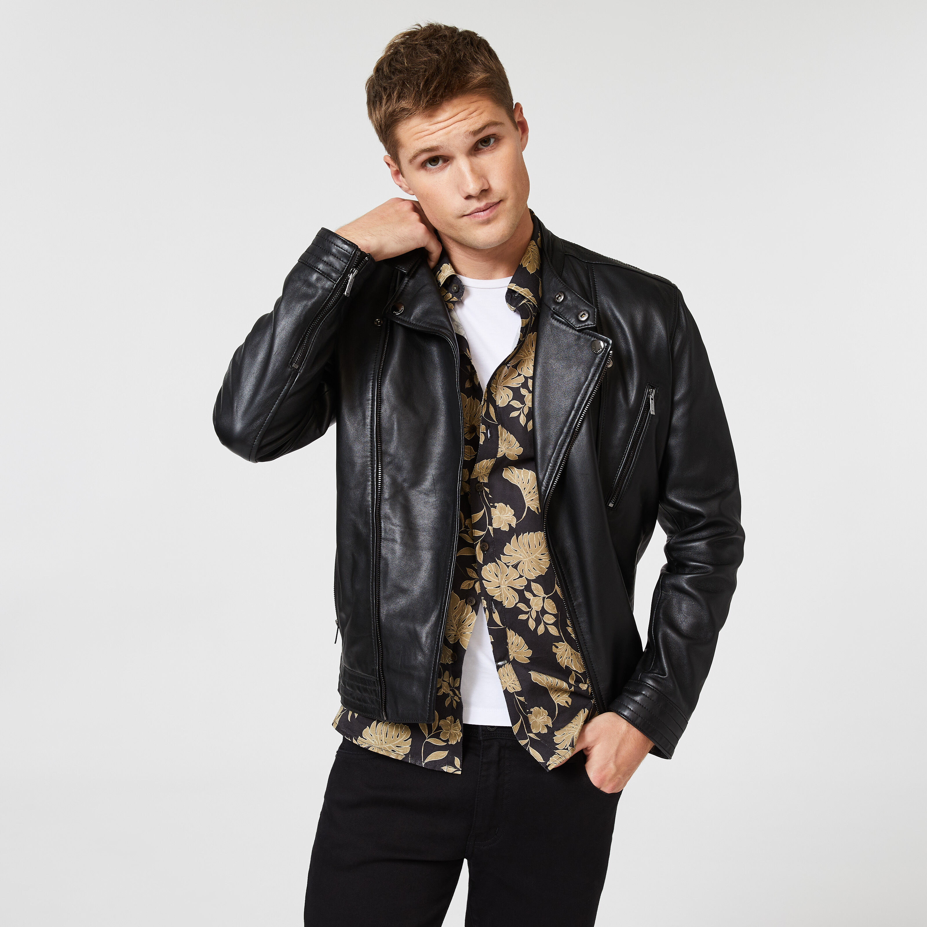 asymmetrical black jacket