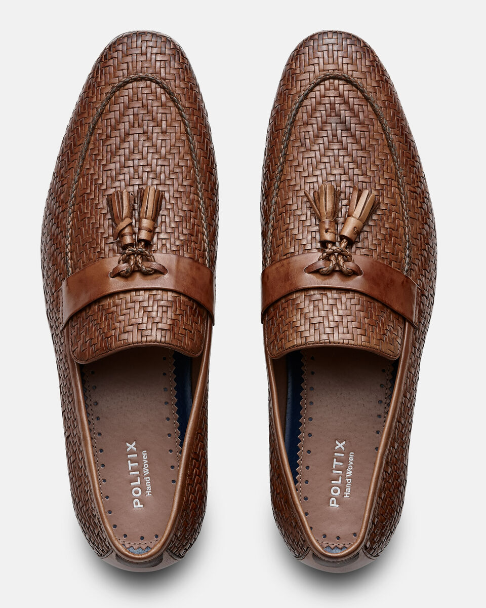 Leather Hand Woven Dress Loafer, Whisky, hi-res