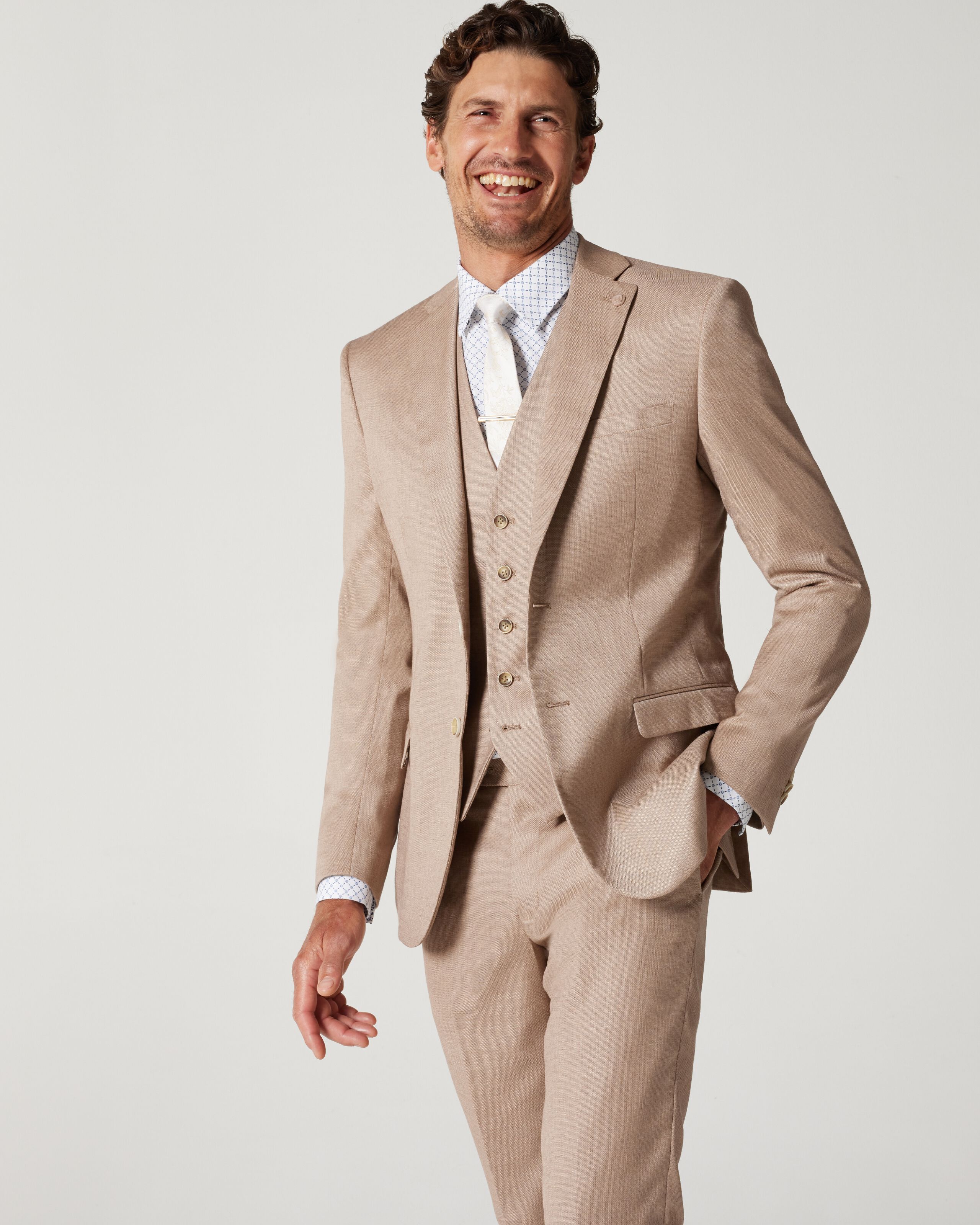 Men's Premium Coffee Brown 3 Piece Slim Fit Suit Wedding Party Suit fo–  SAINLY