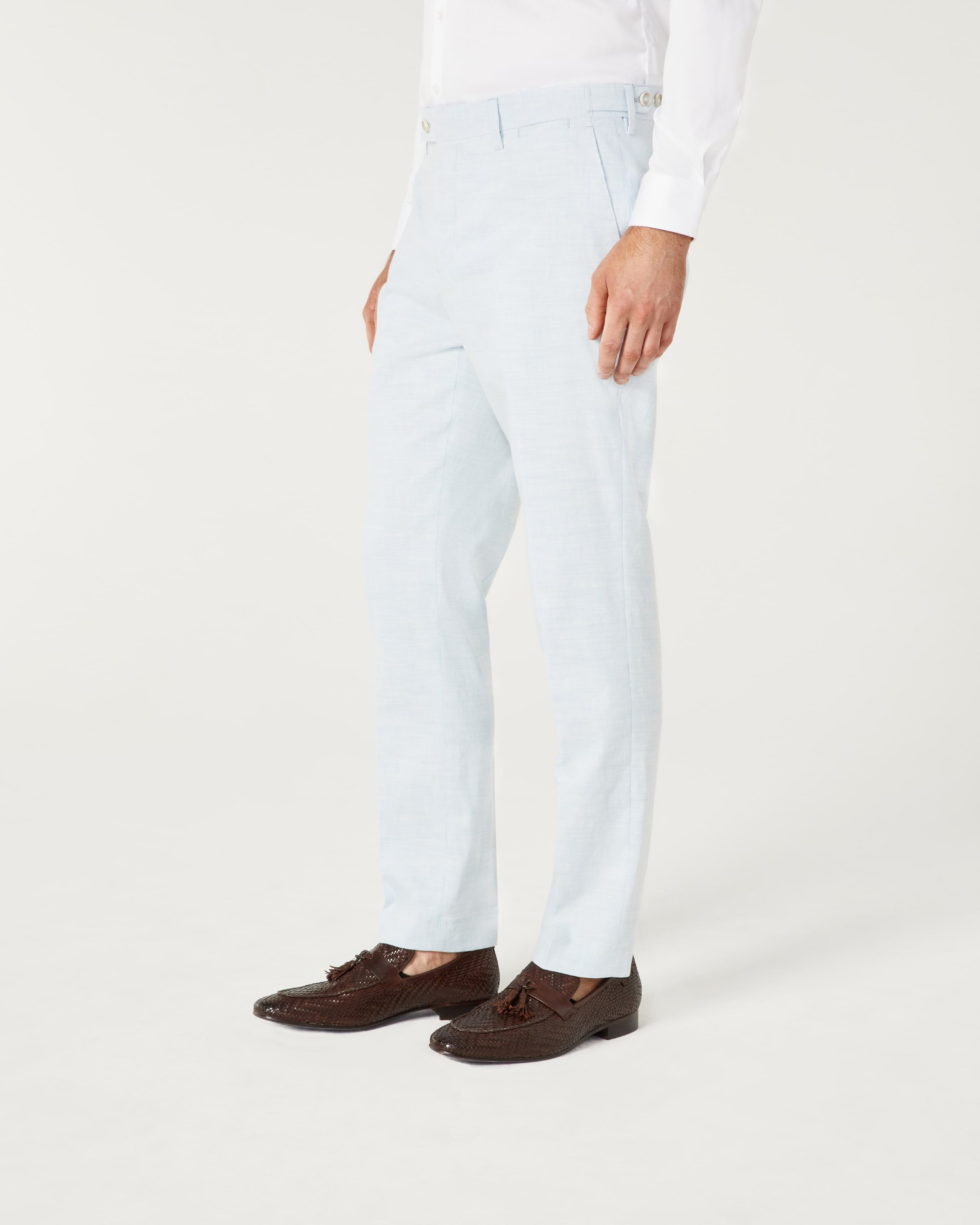 Men's White Formal & Business Flat Front Dress Pants