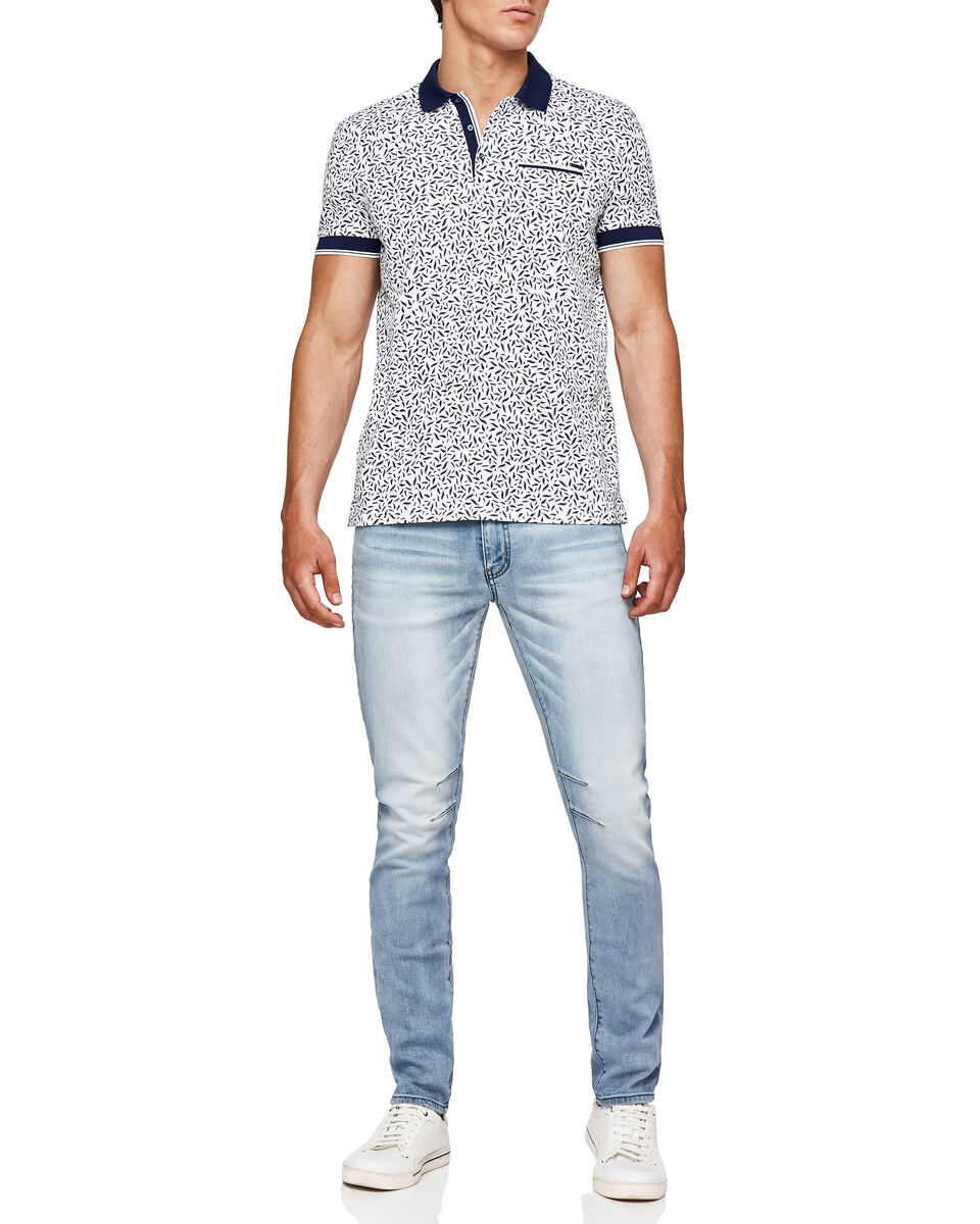 Feather Polo, White/Navy, hi-res