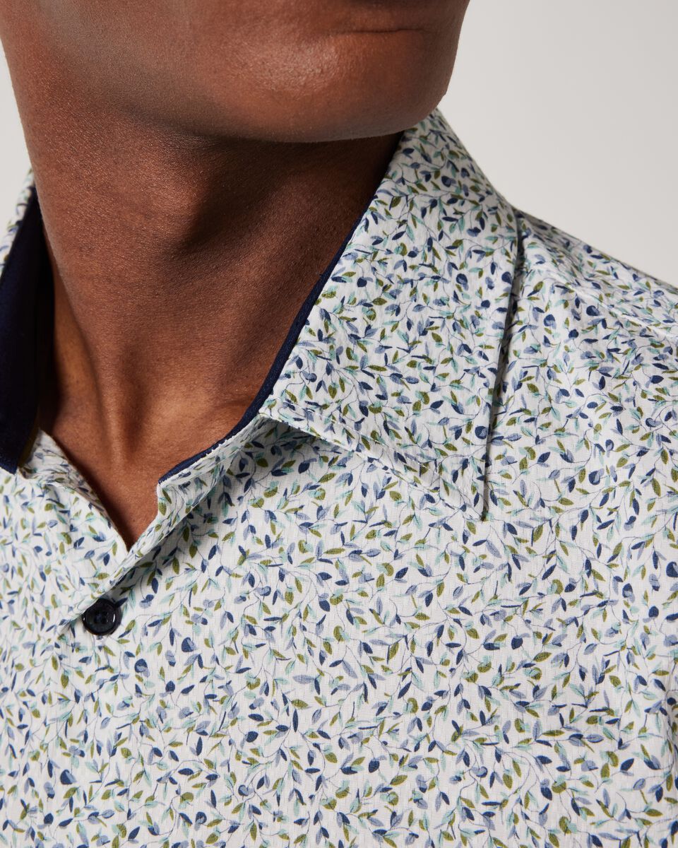 Regular Long Sleeve Floral Print Shirt, Khaki, hi-res