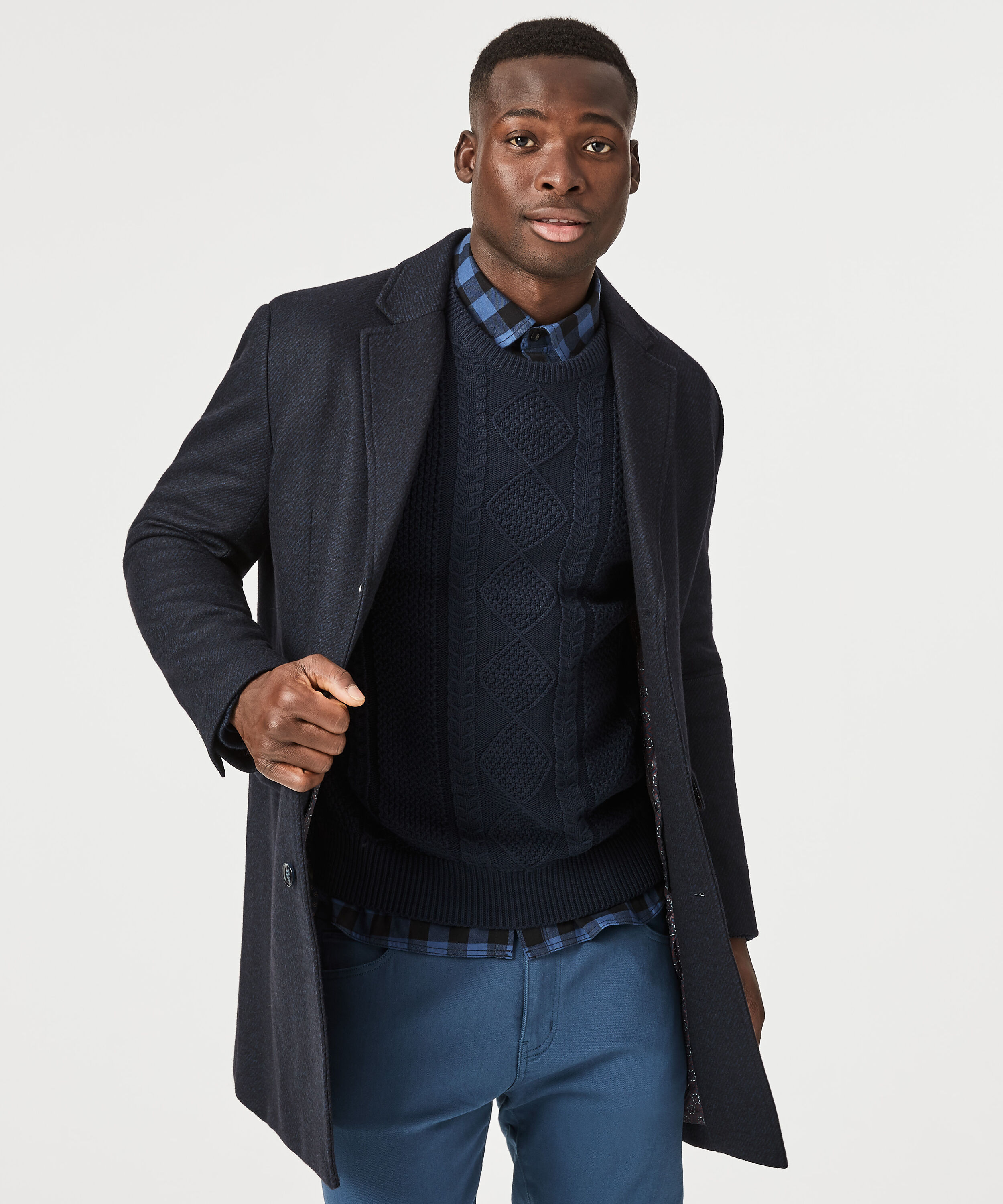 Gunnersbury Casual Jacket Navy/Black Blended Wool Overcoat