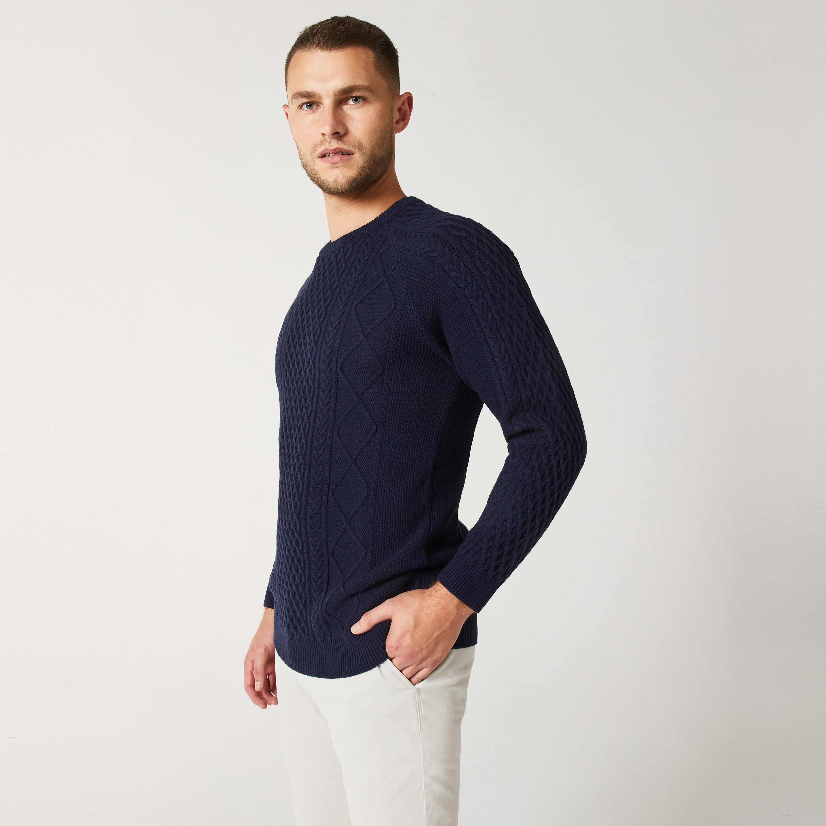 Lochlan Knit - Navy | Knitwear | Politix