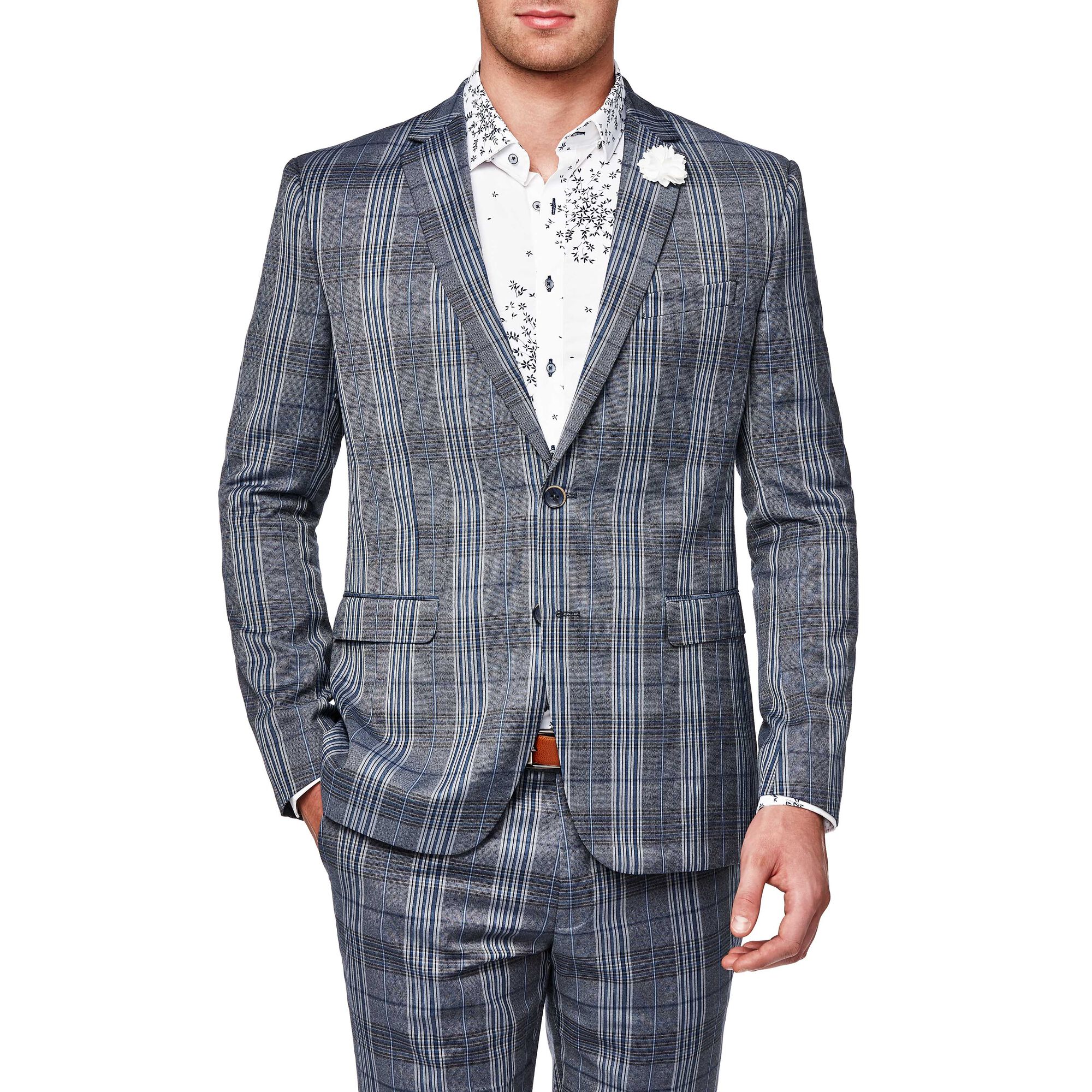 fairfield blue check slim check suit set suits politix