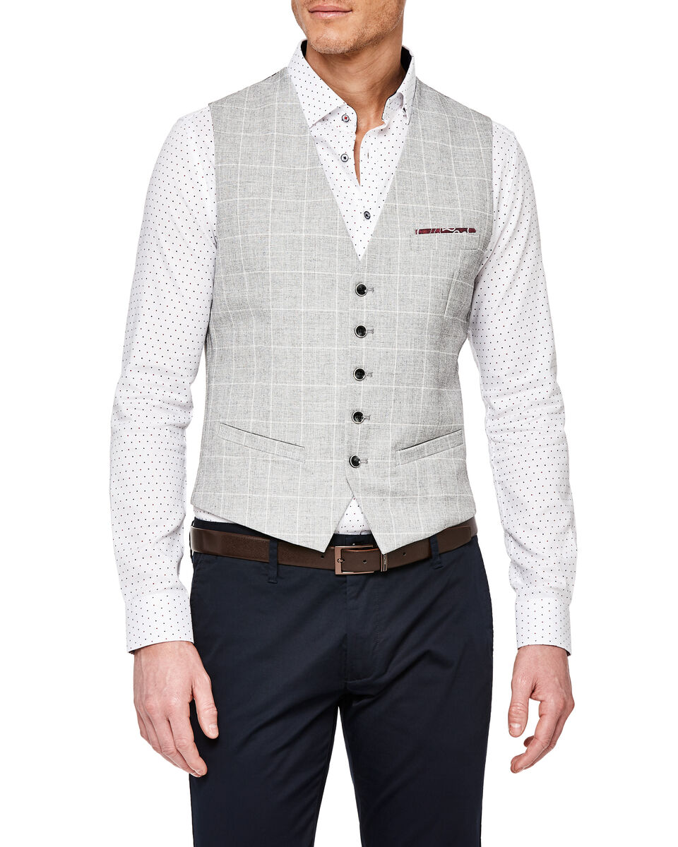 Fellini Vest, Grey Check, hi-res