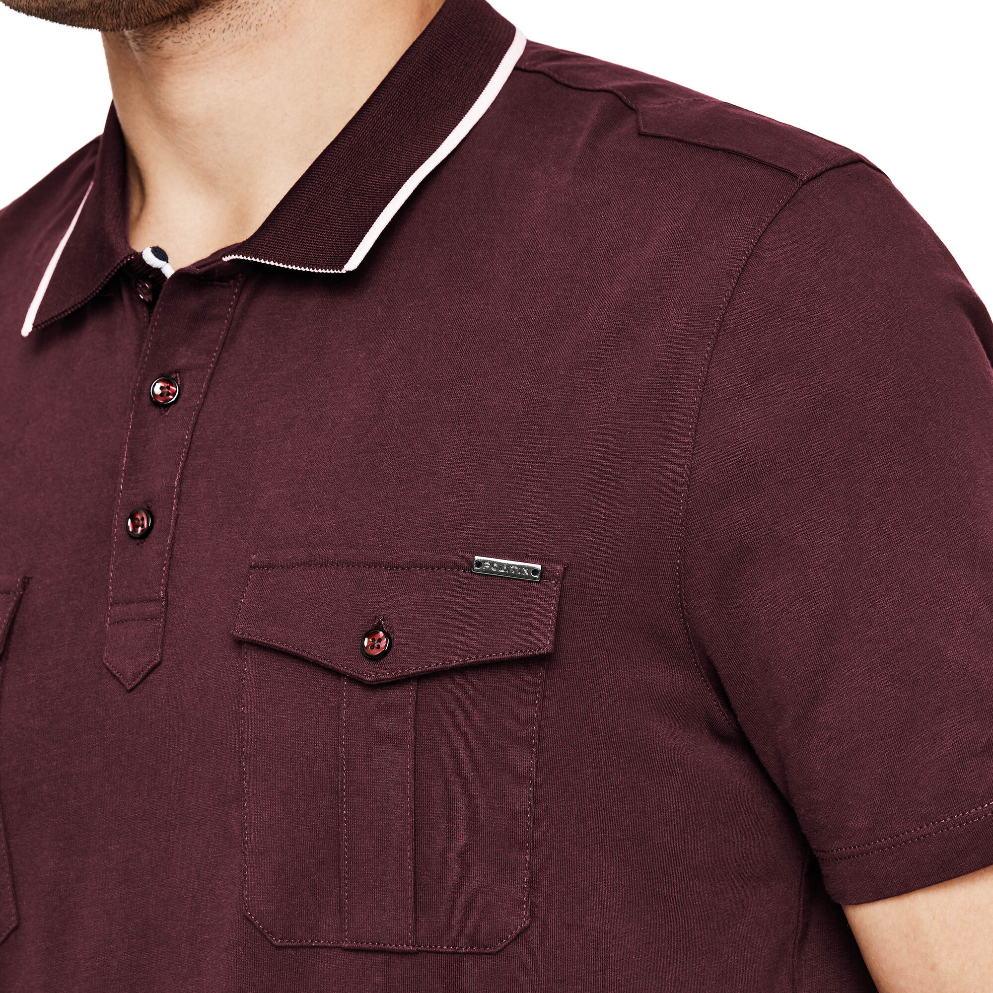 Martino Burgundy Military Jersey Polo Shirt Polo Shirts Politix