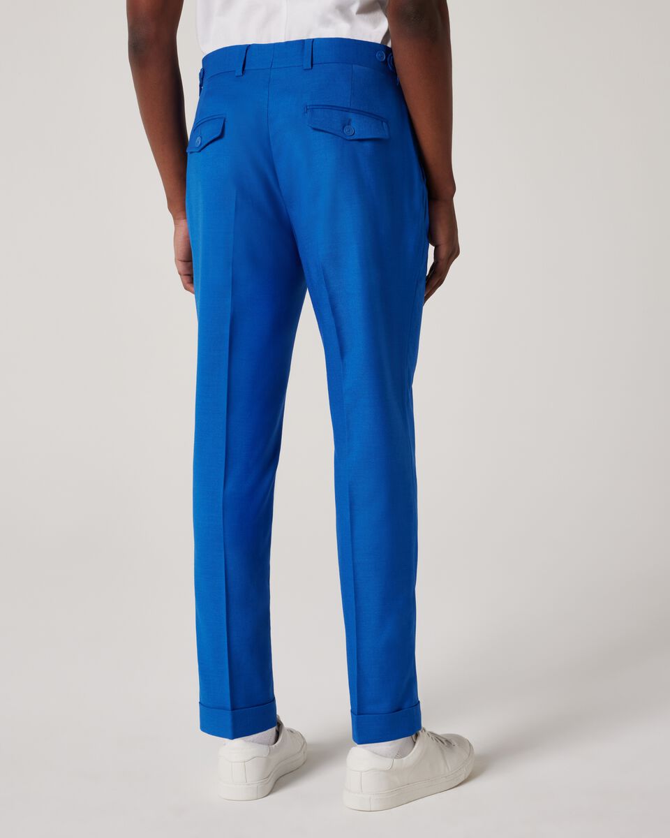 Pleated Slim Stretch Tailored Pant, Cobalt, hi-res