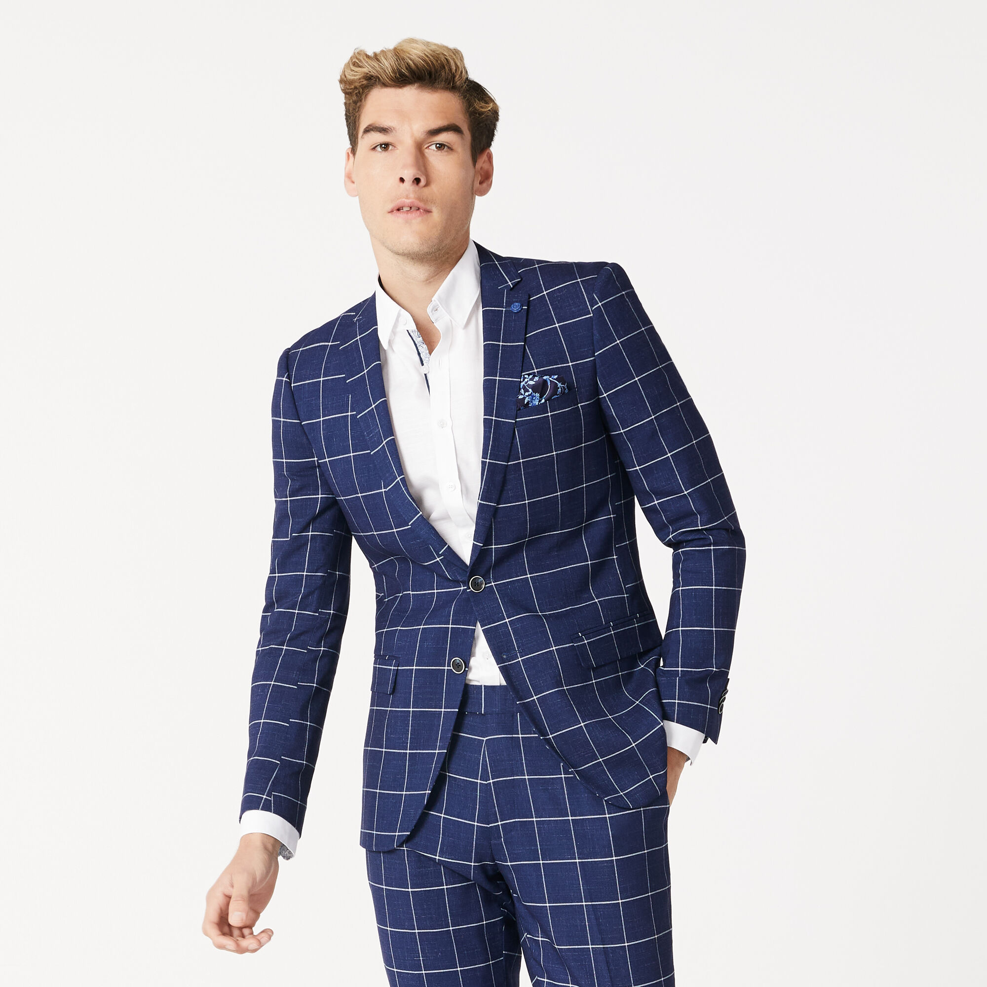 Northbourne - Navy W/P - Check Suit Jacket Slim Stretch | Suit Jackets ...