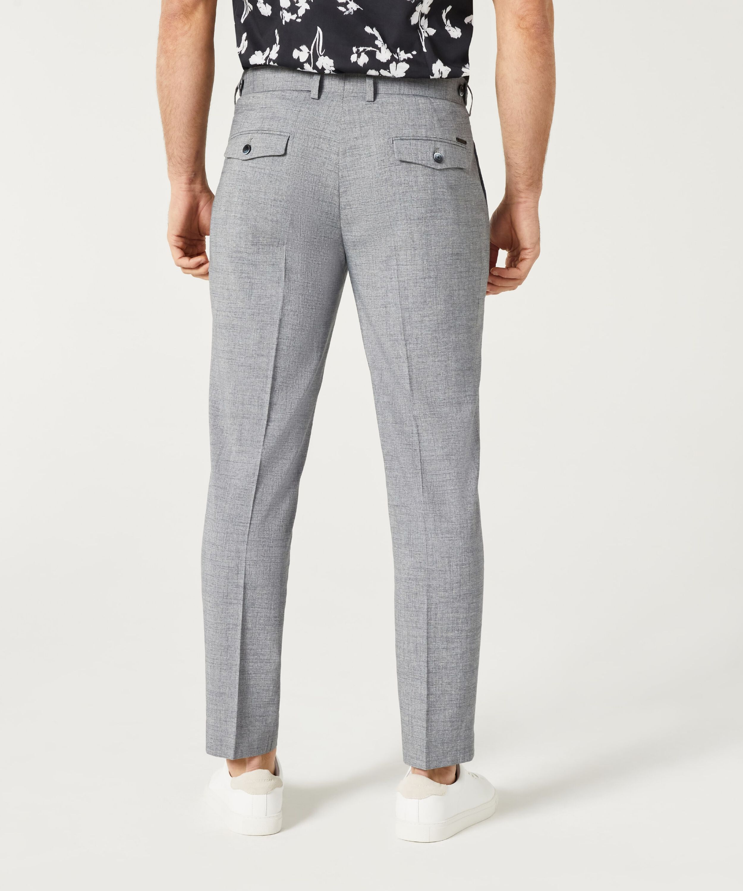 Relaxed Slim Stretch Pleated Tailored Pant - Light Grey