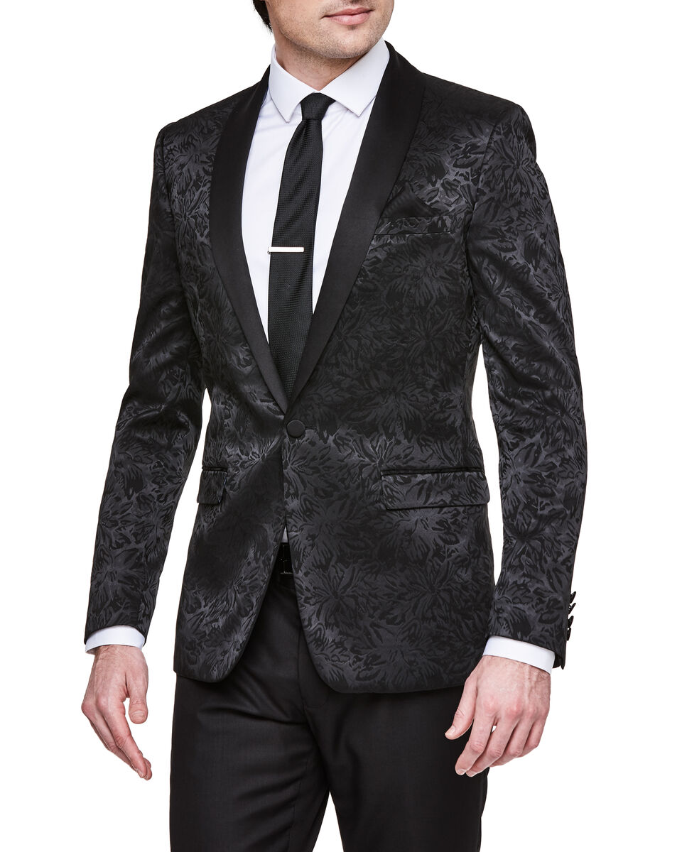 Mattone Tuxedo Jacket, Black Floral, hi-res