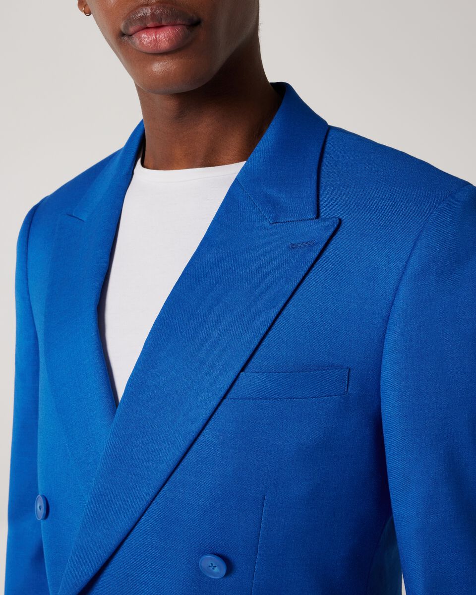 Slim Stretch Double Breasted Tailored Jacket, Cobalt, hi-res