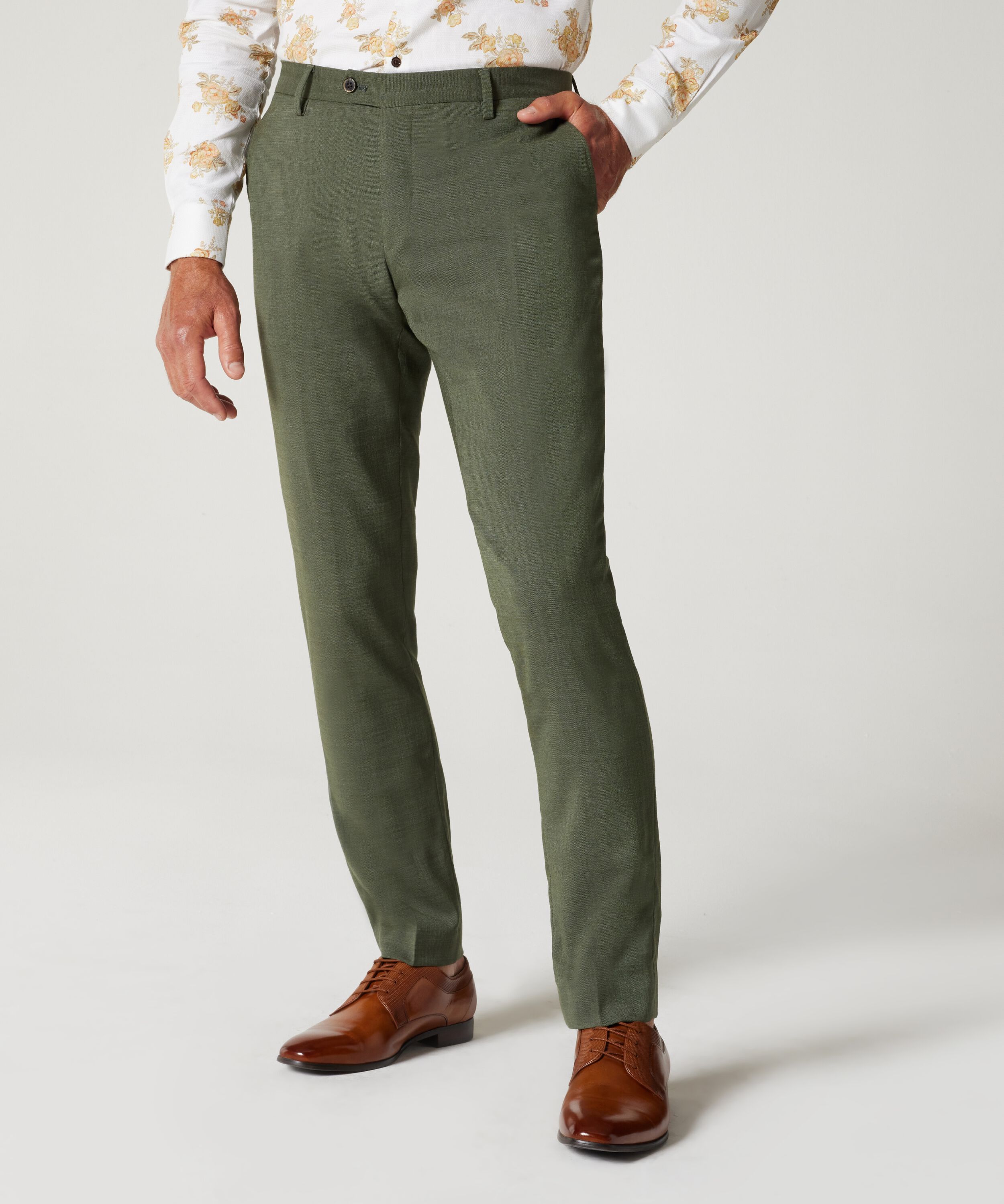 Ultra Slim Stretch Two Tone Tailored Pant - Khaki