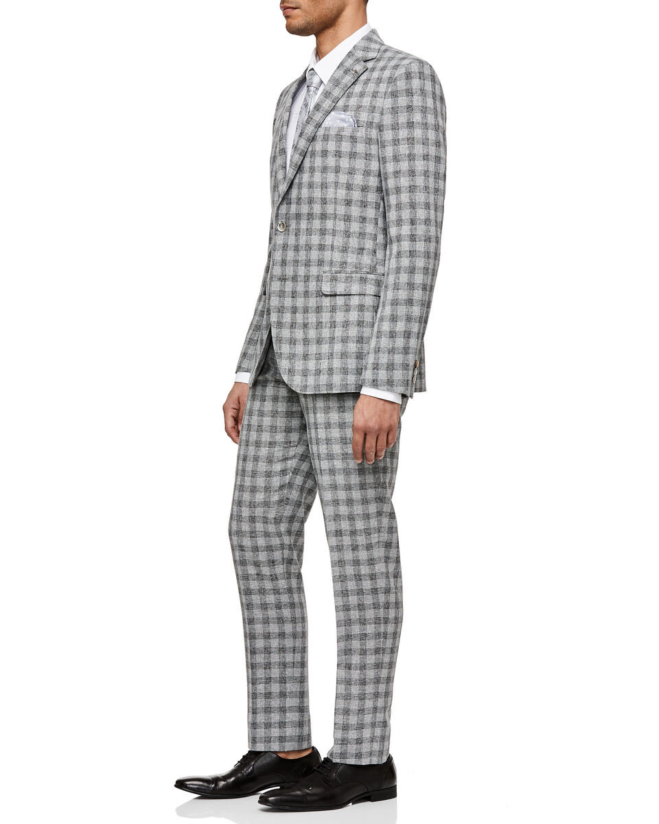 Zanetti Suit, Grey Check, hi-res