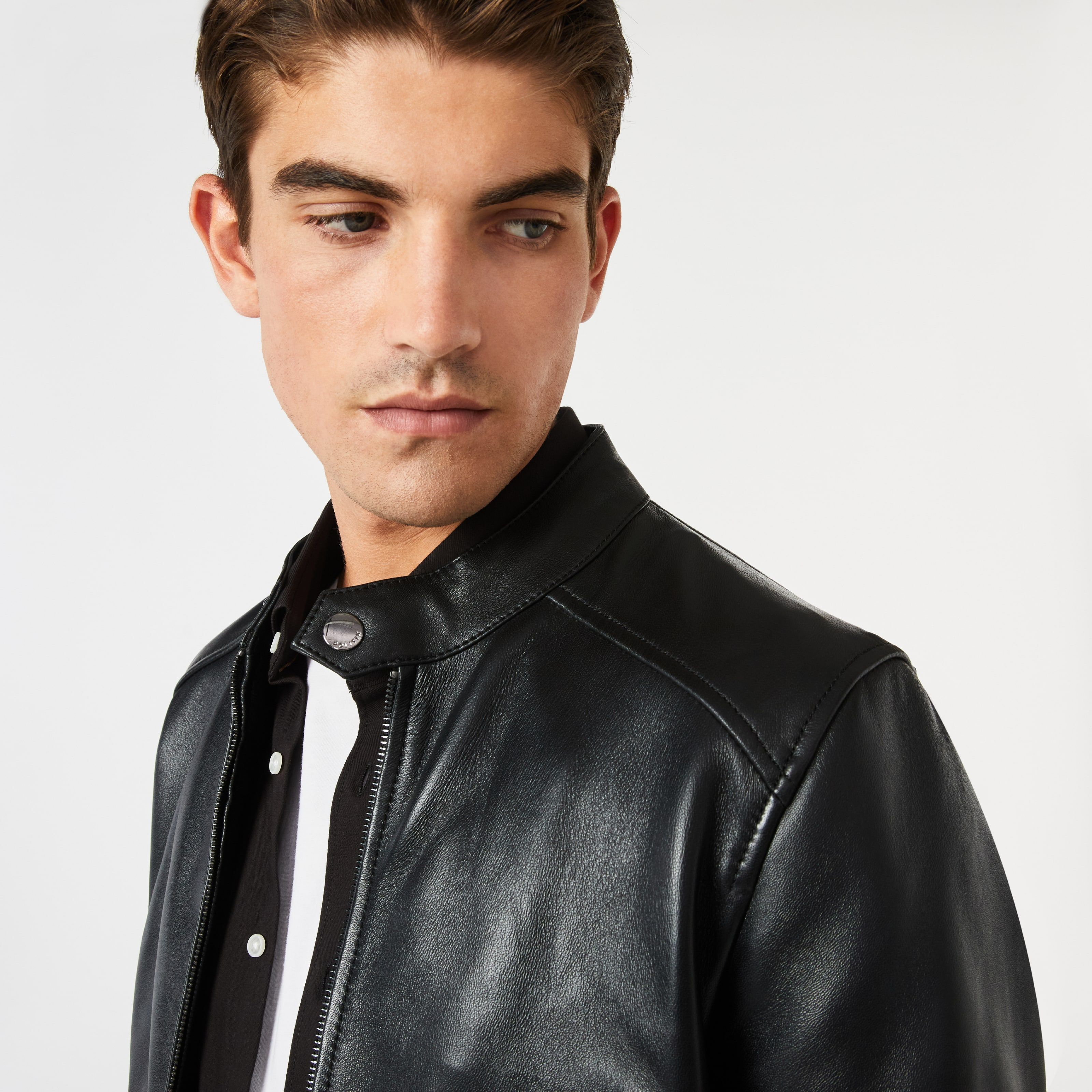 Black for Men Tagliatore Zip-up Leather Jacket in Brown Mens Clothing Jackets Leather jackets 