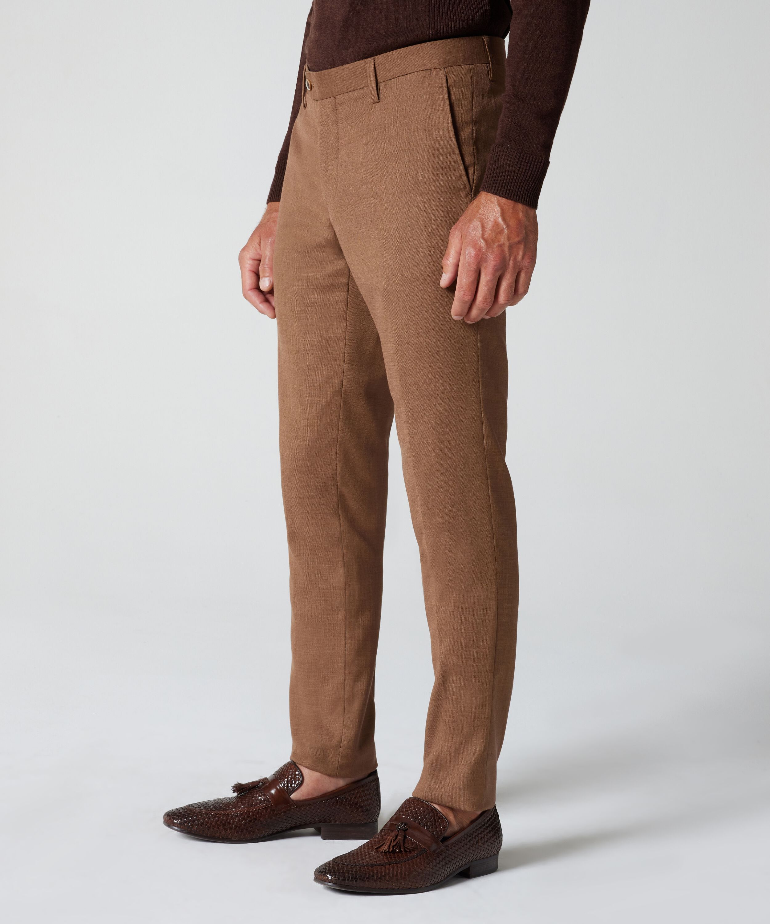 Ultra Slim Stretch Two Tone Tailored Pant - Toffee, Suit Pants