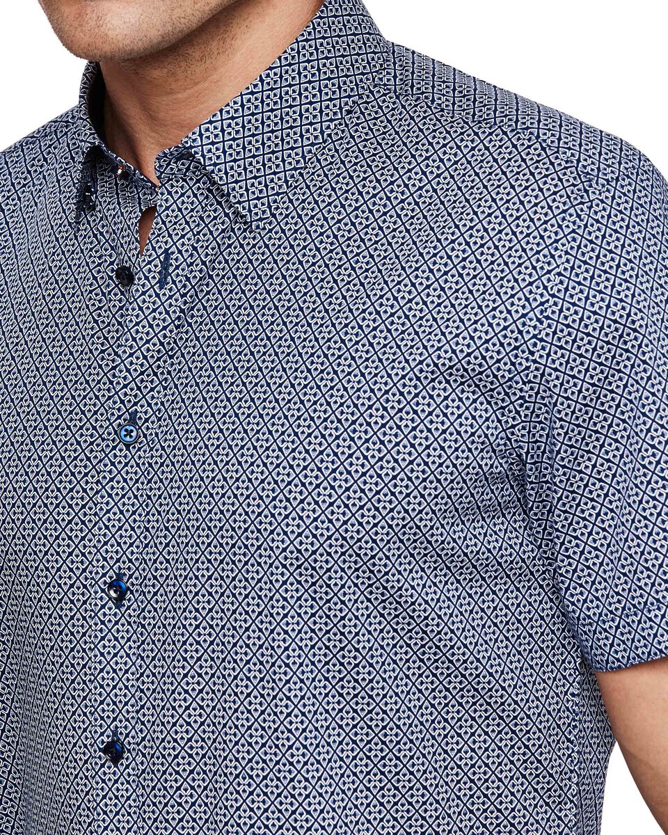 Malina Short Sleeve Shirt, Navy/White, hi-res